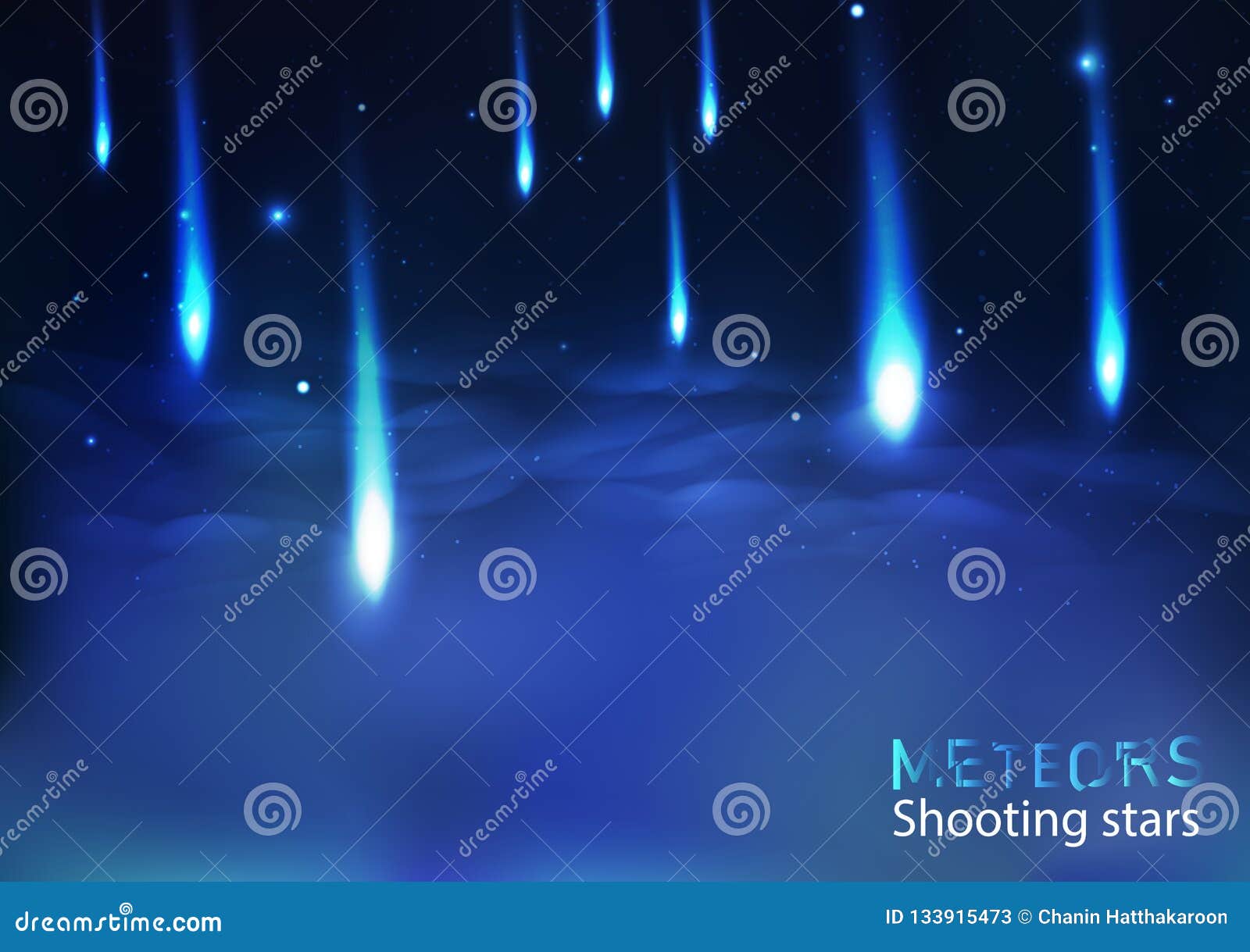 stars cluster shooting meteors fall scatter, comets and astronomy light bright effect fantasy abstract background 