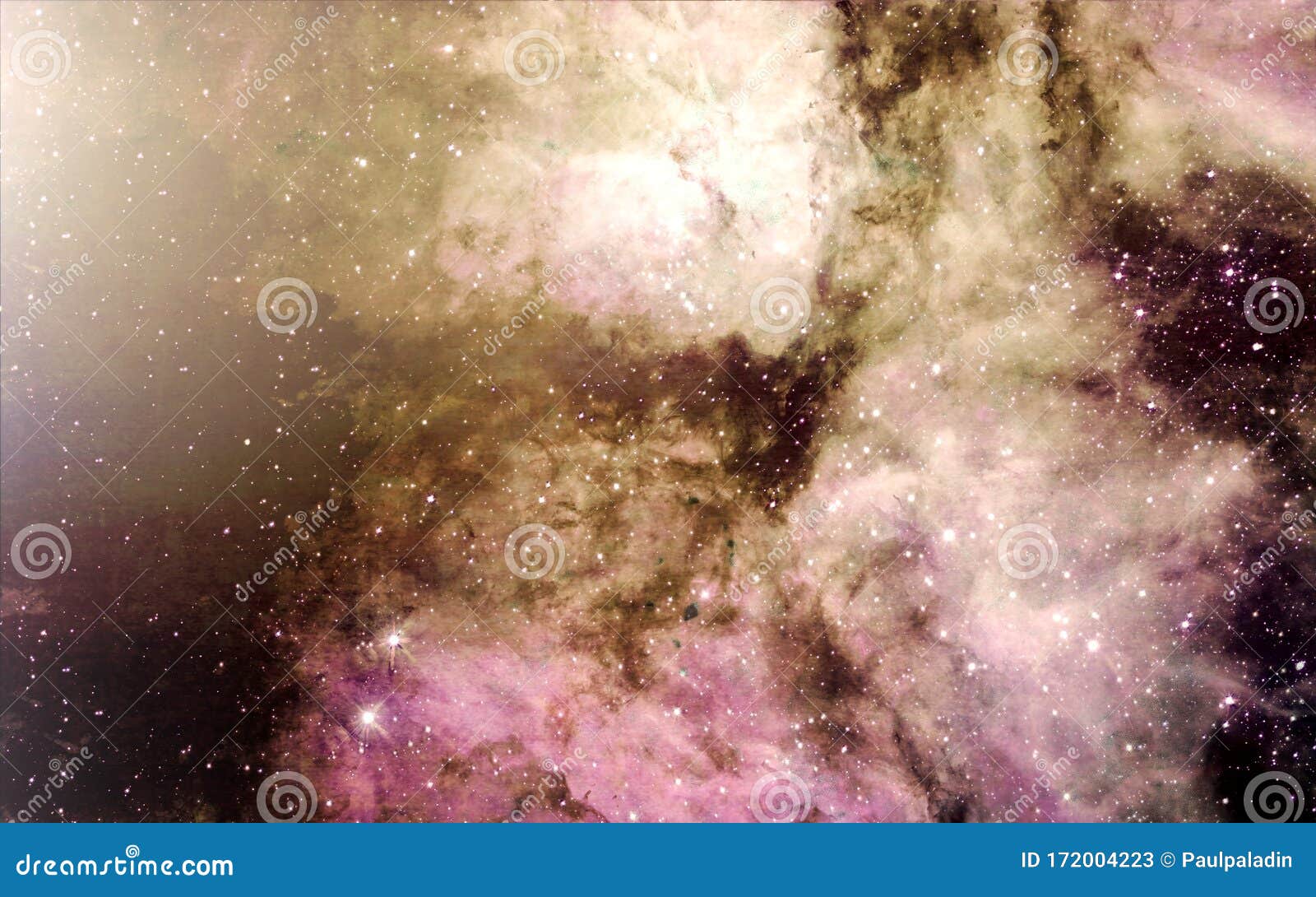 stars, dust and gas nebula in a far galaxy space background. stellar nursery