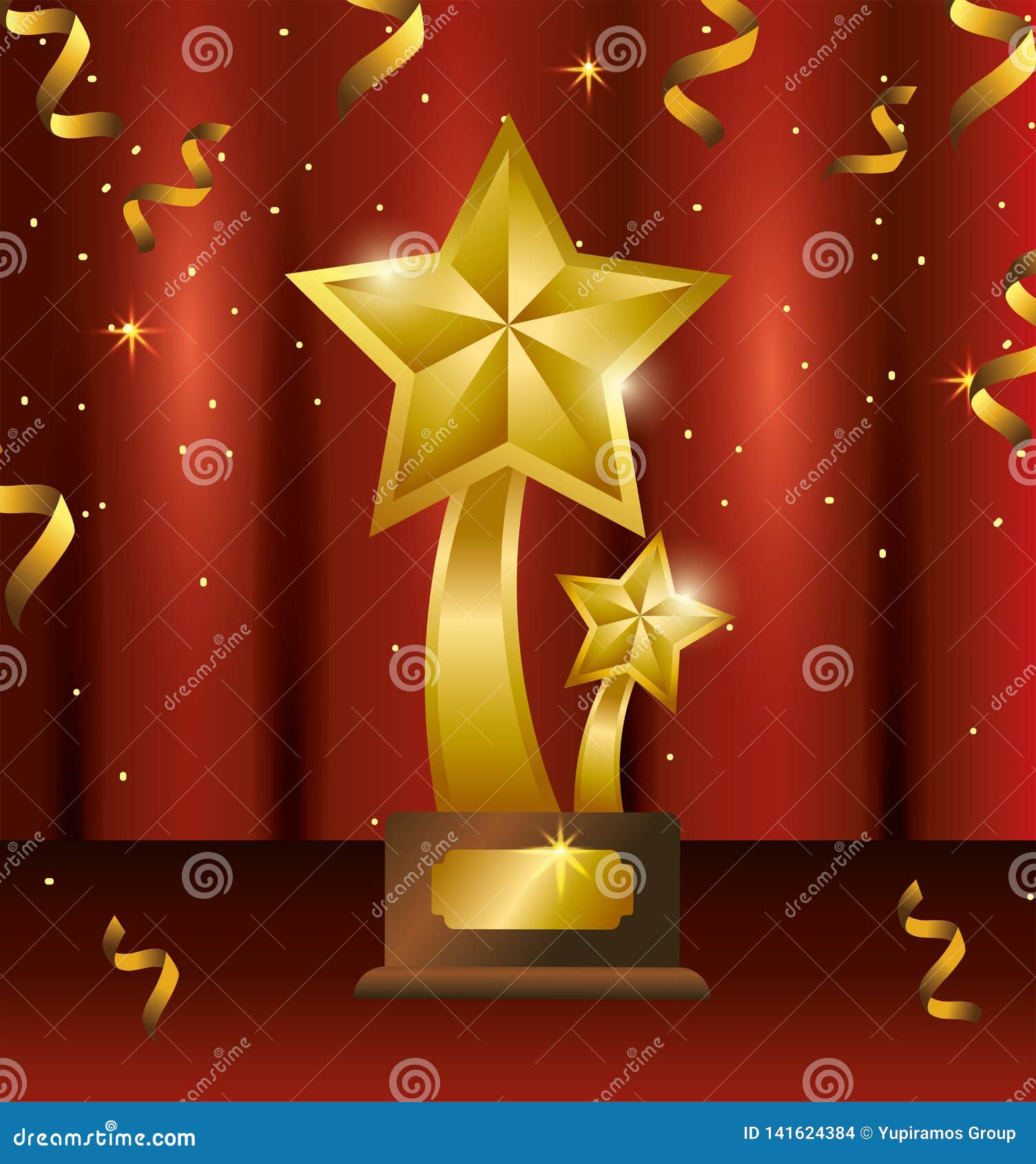 Stars Prize with Confetti To Winner Celebration Stock Vector