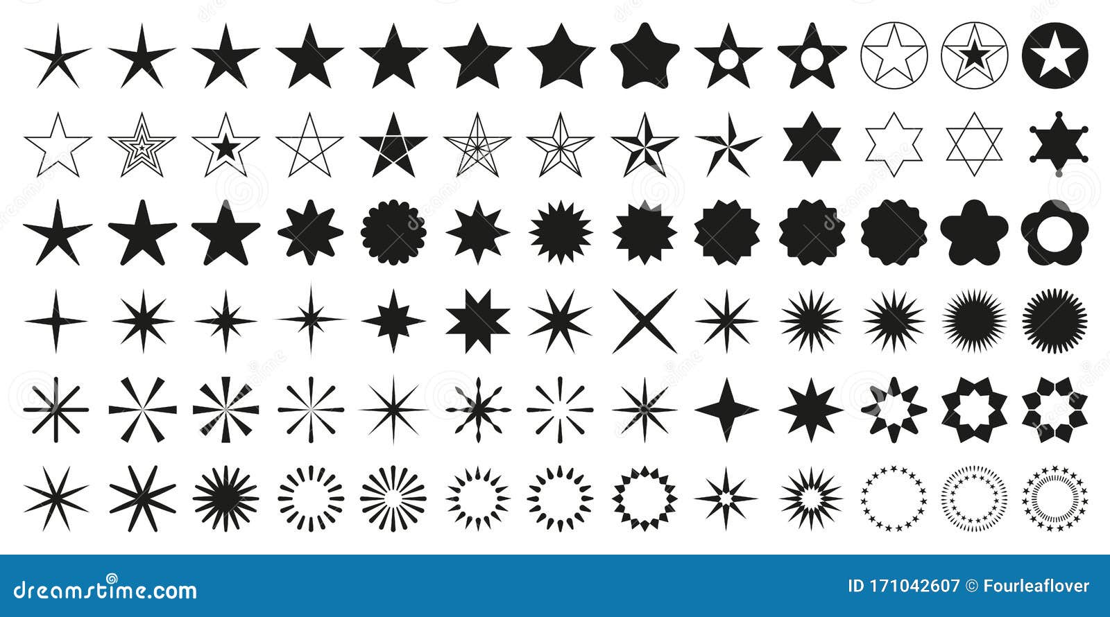 stars set of 78 black icons. rating star icon. star  collection.