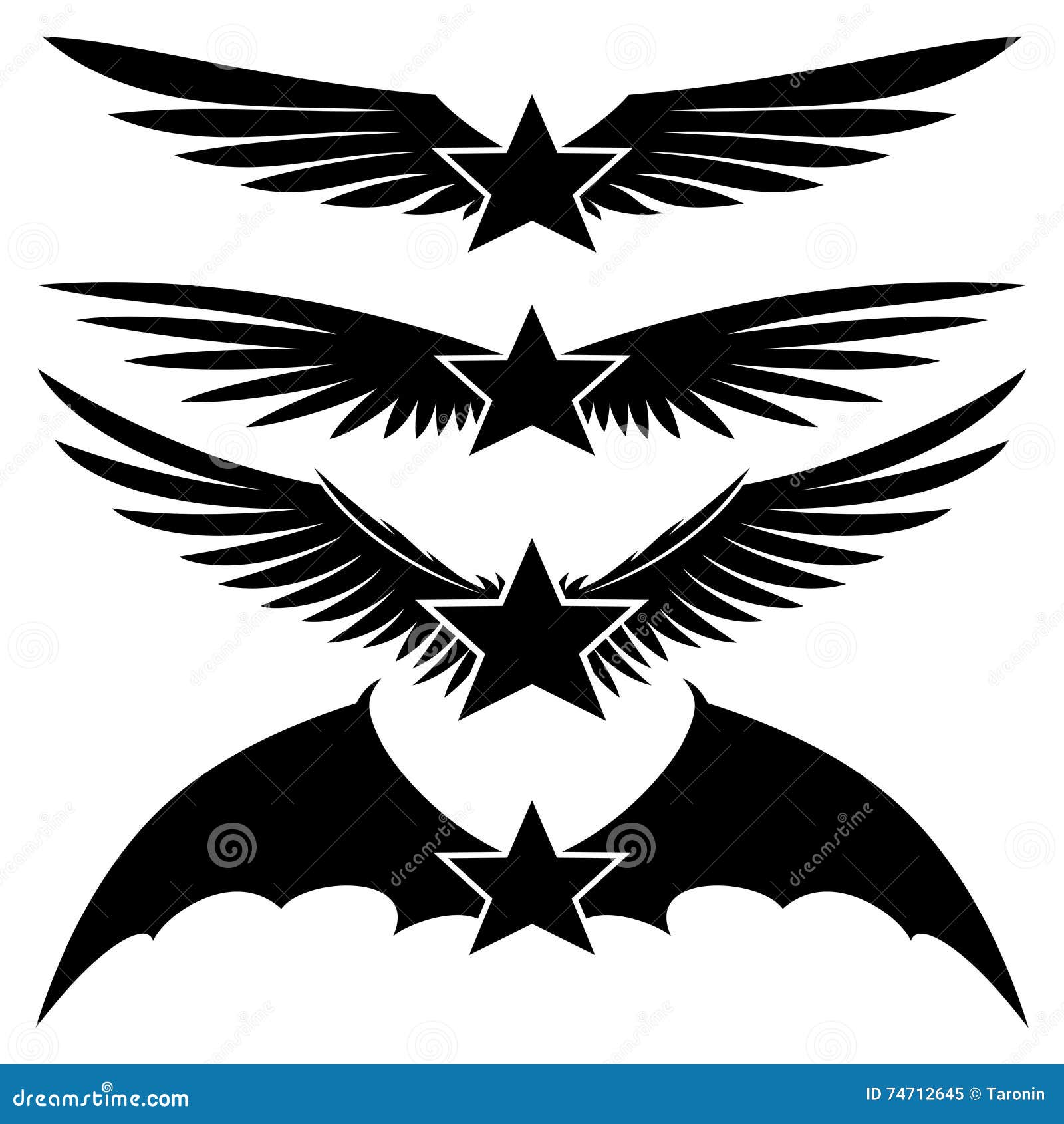 Stars and wings. stock vector. Illustration of icon, symbol 74712645