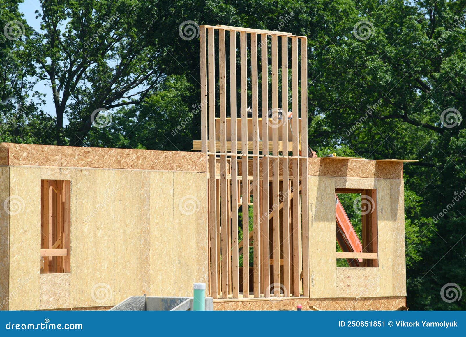 Start of Construction of a New House Work Timber Frame Material Wood