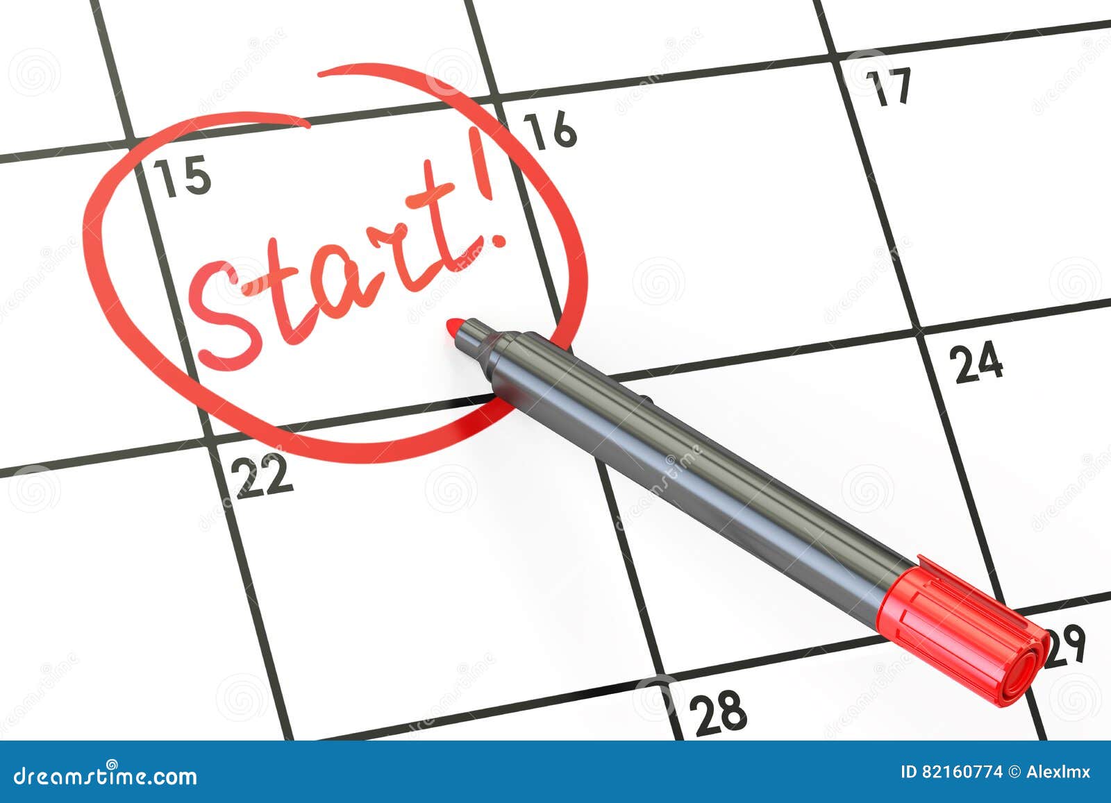 start-date-on-calendar-concept-3d-stock-illustration-illustration-of