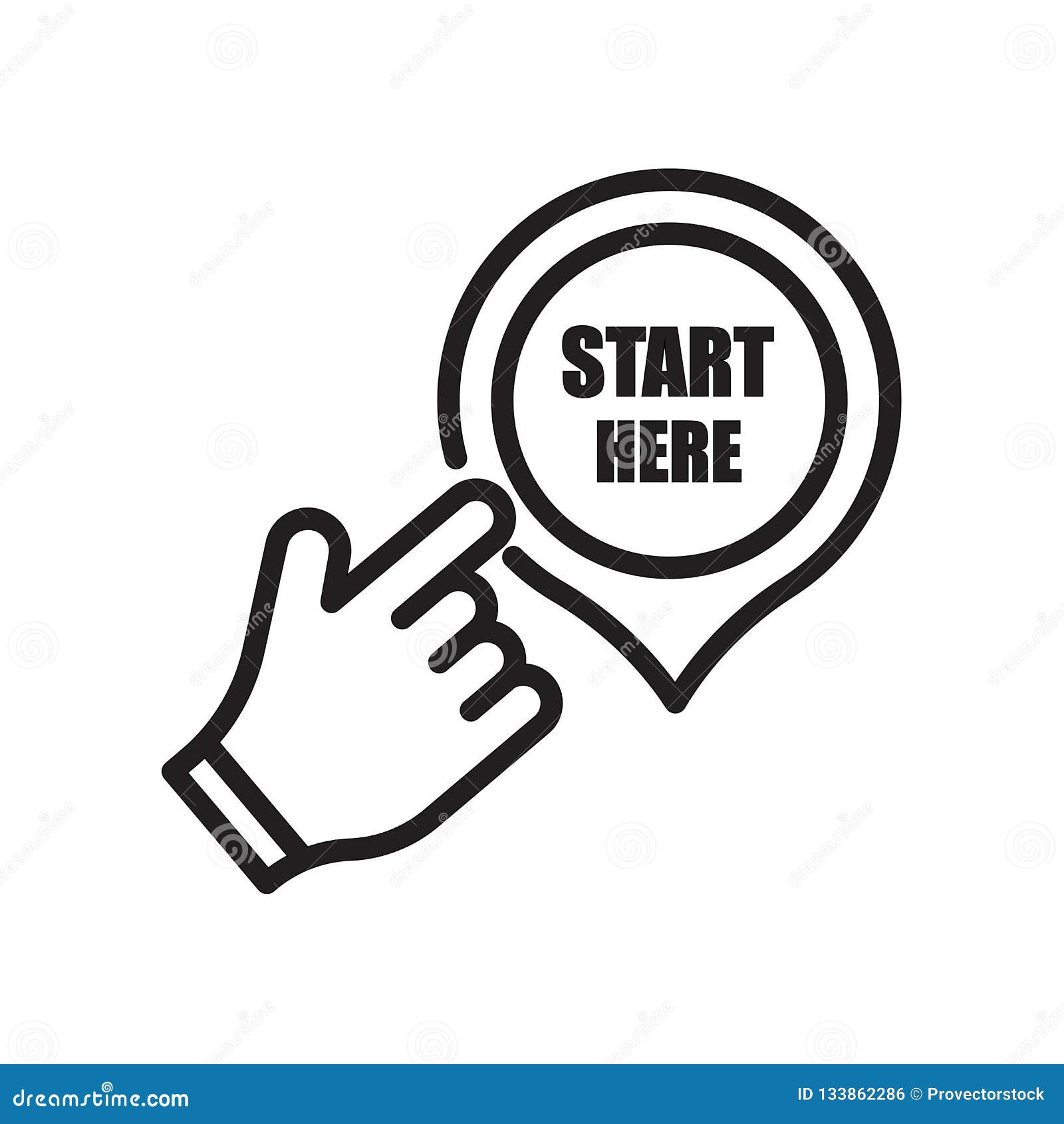 Start Here Icon Isolated on White Background Stock Vector