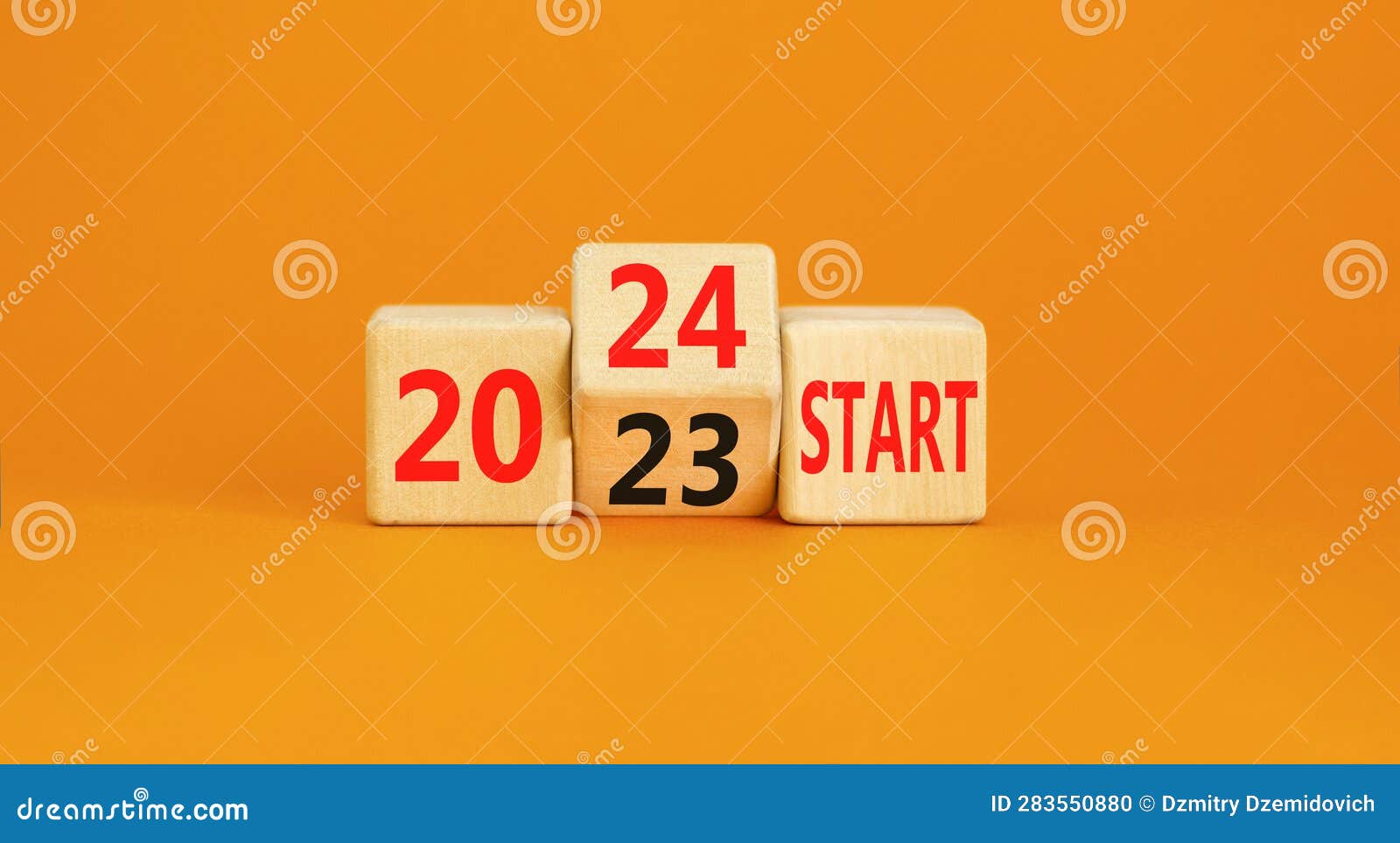 2024 Start New Year Symbol. Businessman Turns a Wooden Cube and Changes