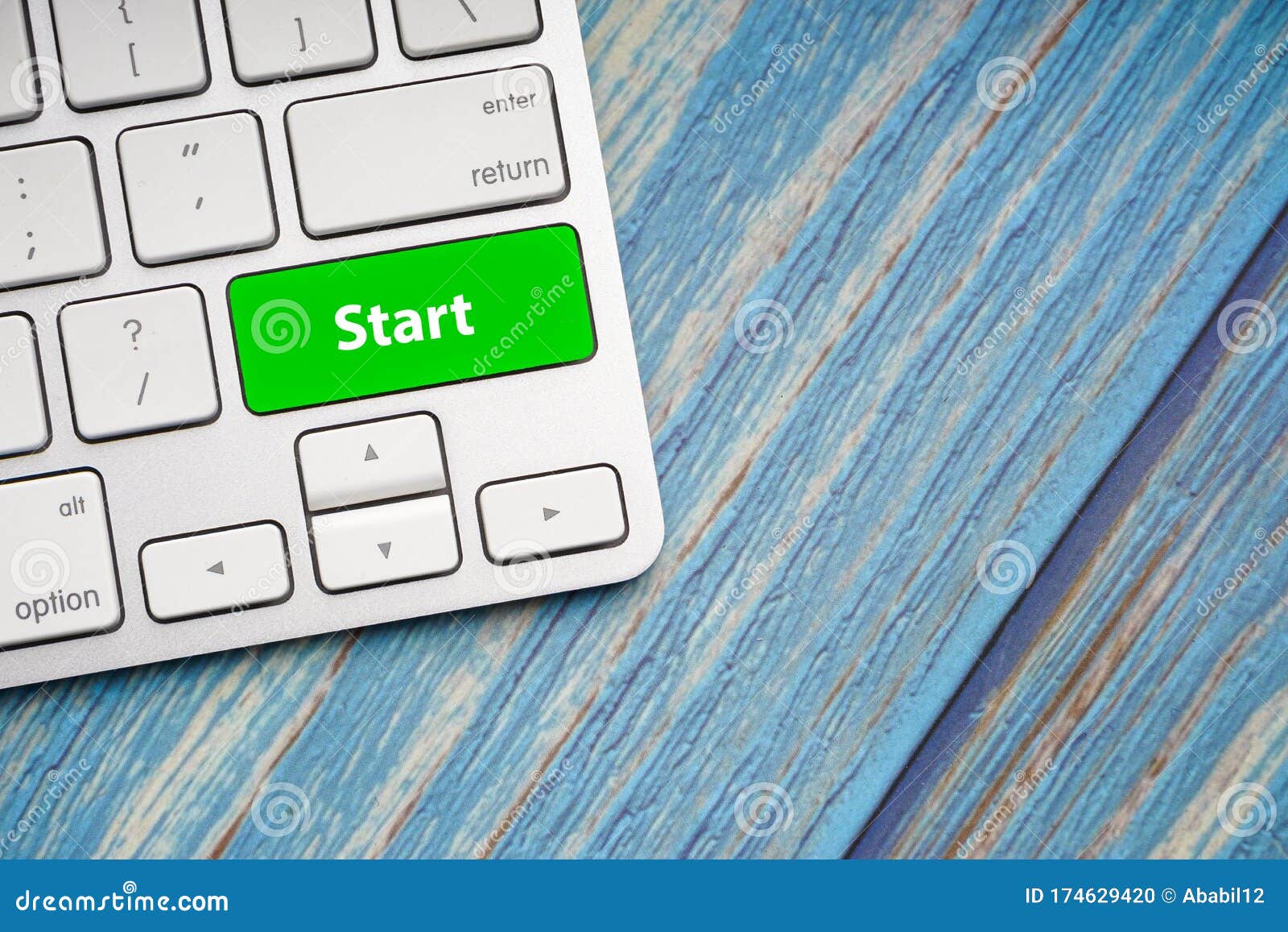 START Text on Button of Computer Keyboard. Stock Photo Image of
