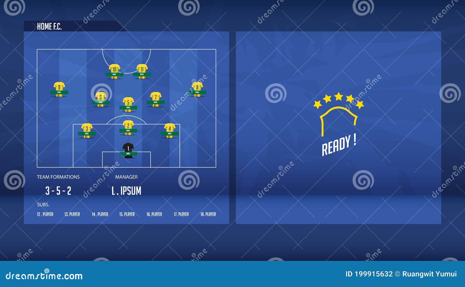 Football Or Soccer Match Lineups Formation Infographic. Set Of Football