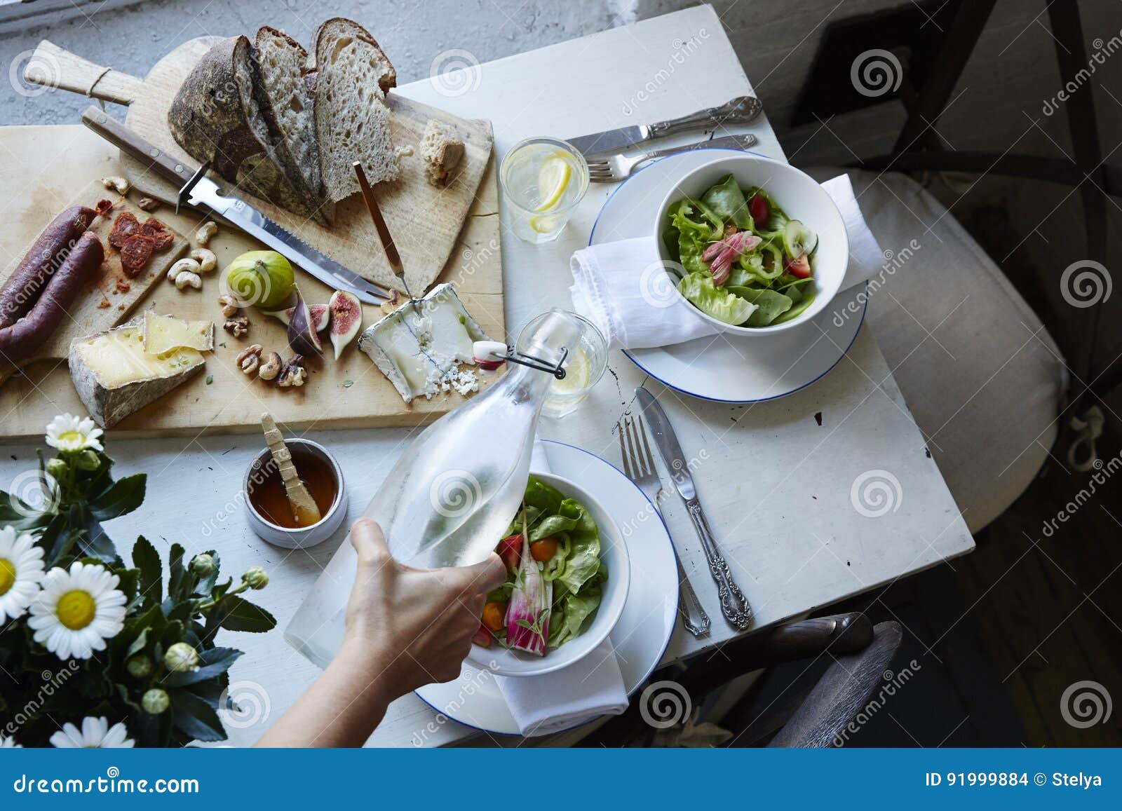 starter and salads in restaurant