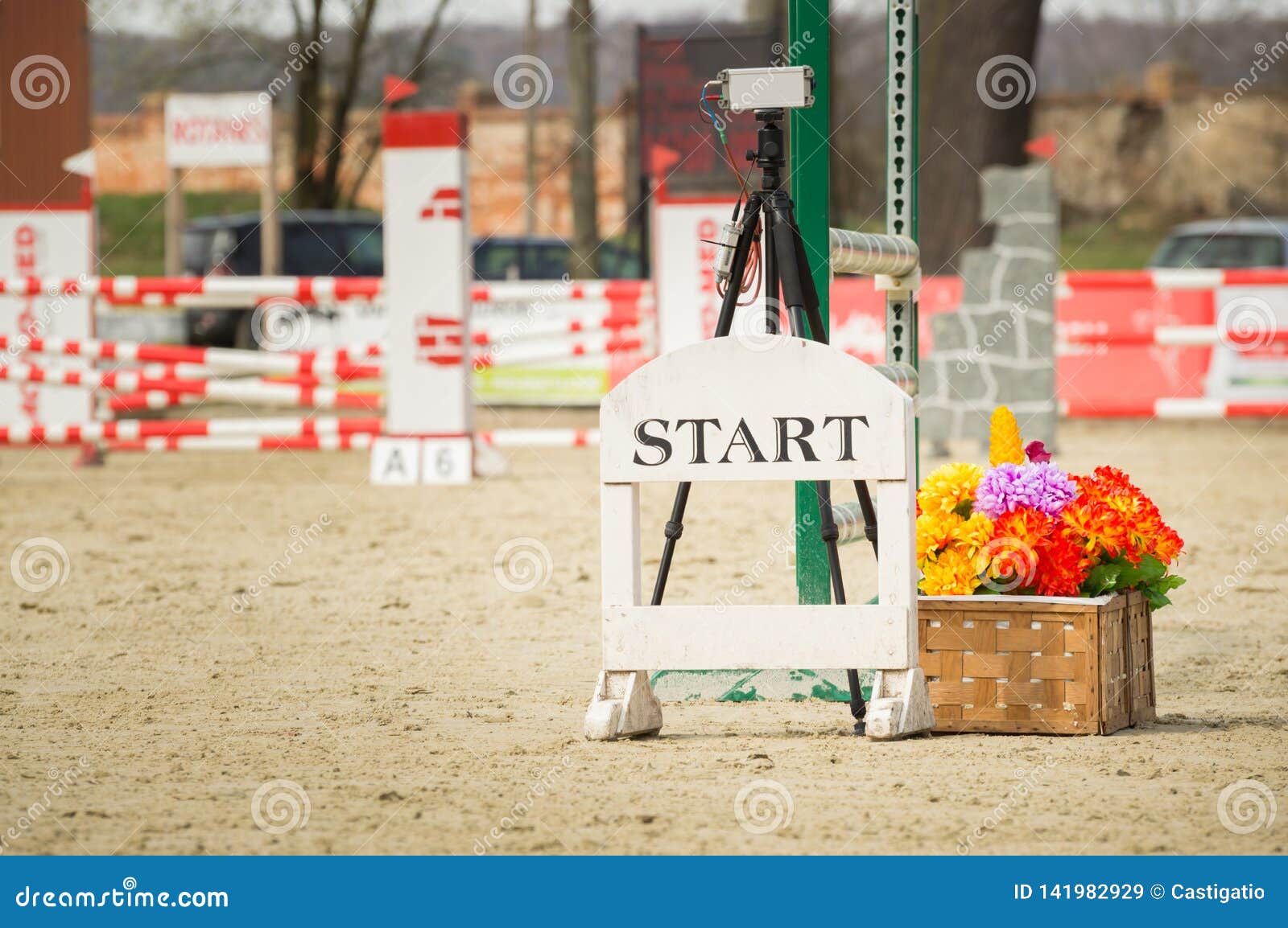 Starting Line at Races, Jumping Over Obstacles Stock Image Image of