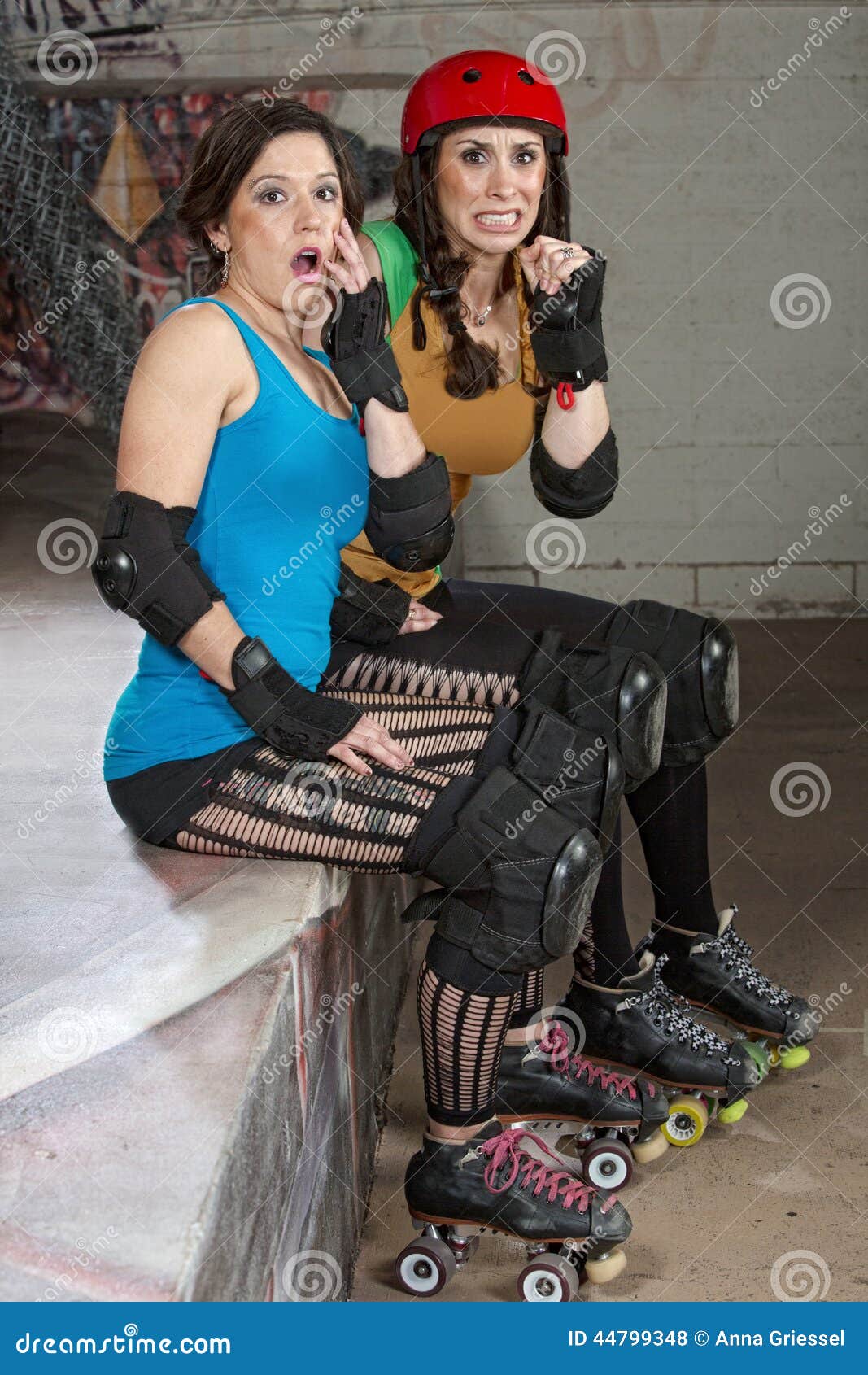 Startled Roller Derby Women Stock Photo Image of roller, spectator