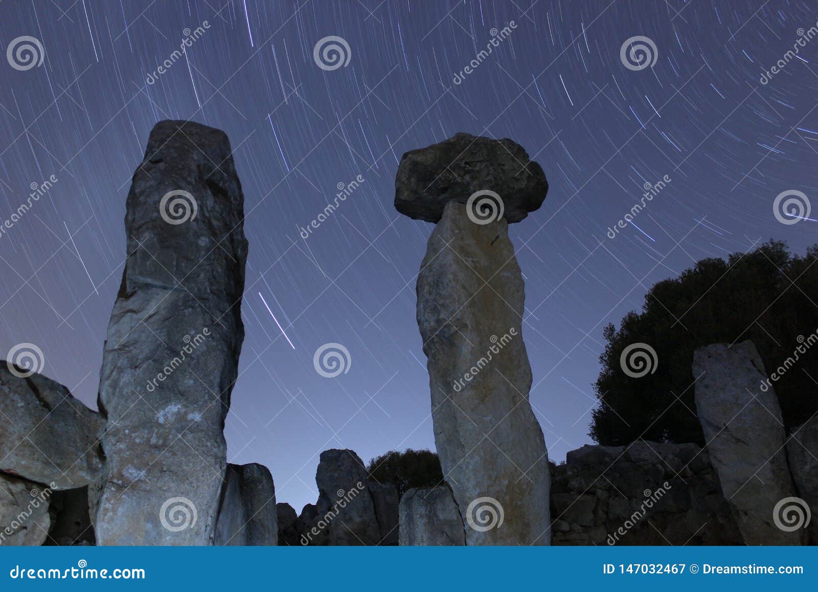 startrail at ancient ruins