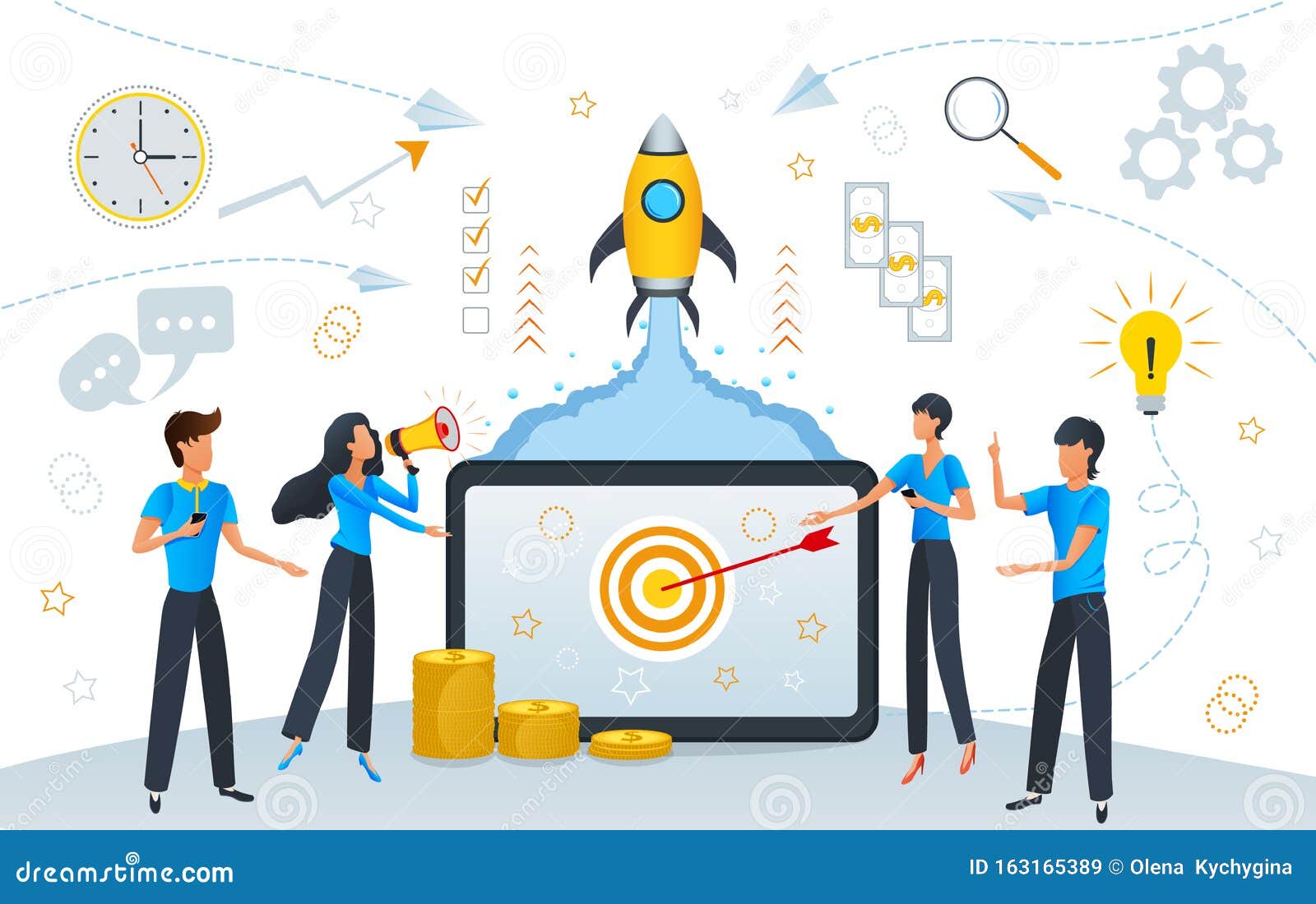 Startup Business Growth or Success, Cartoon Team People Working for Their  Start Up Project Planning and Management, SEO Strategy Stock Illustration -  Illustration of banner, graphic: 163165389
