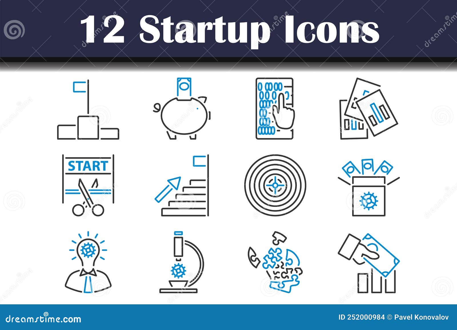 Startup Icon Set stock vector. Illustration of marketing - 252000984