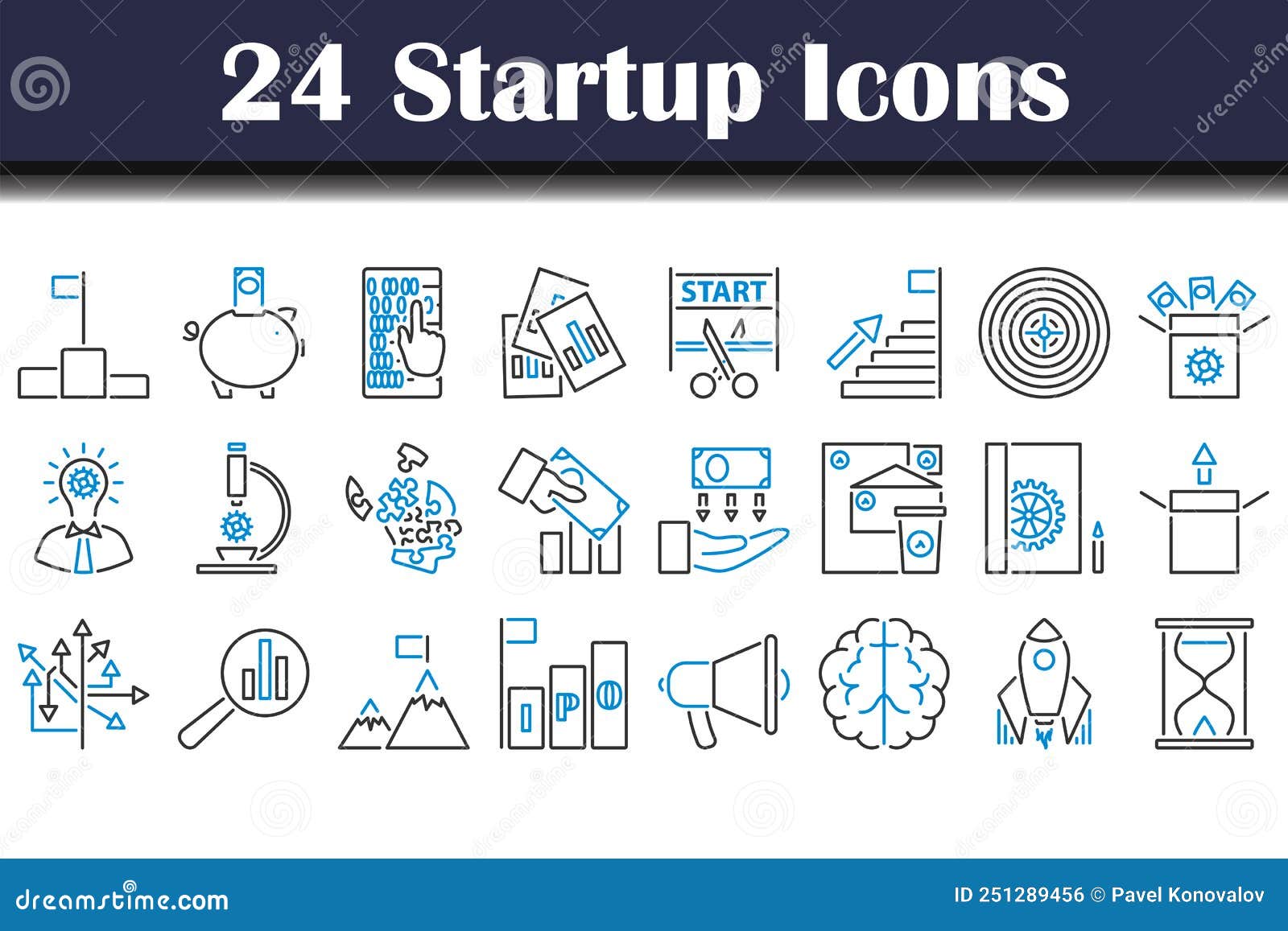 Startup Icon Set stock vector. Illustration of bold - 251289456