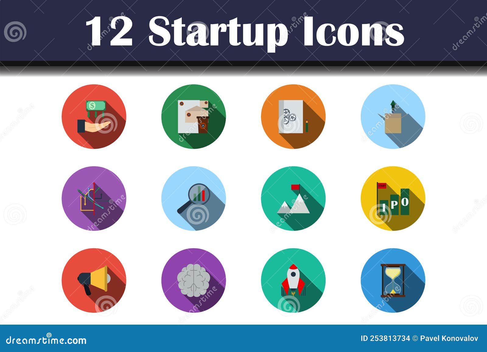 Startup Icon Set stock vector. Illustration of technology - 253813734