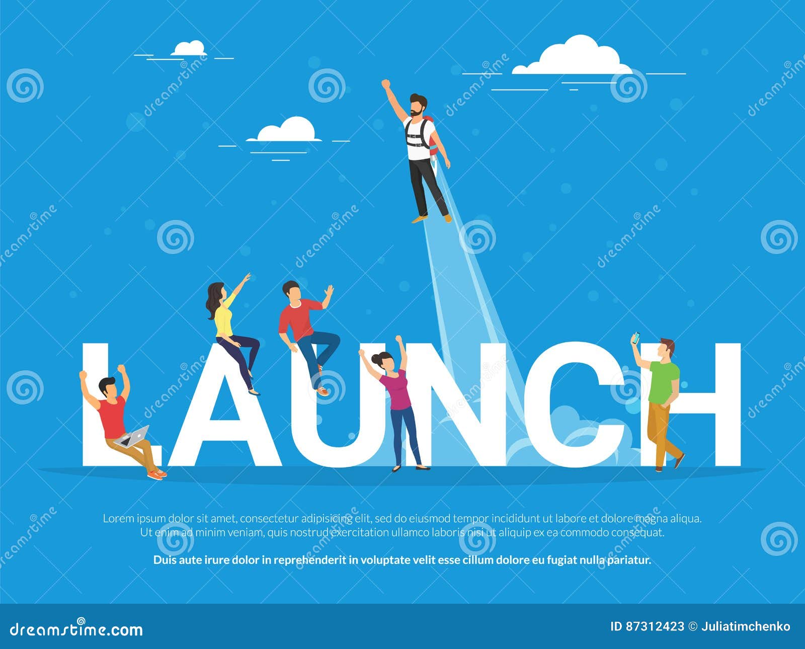 startup launch concept  of business people working together as team