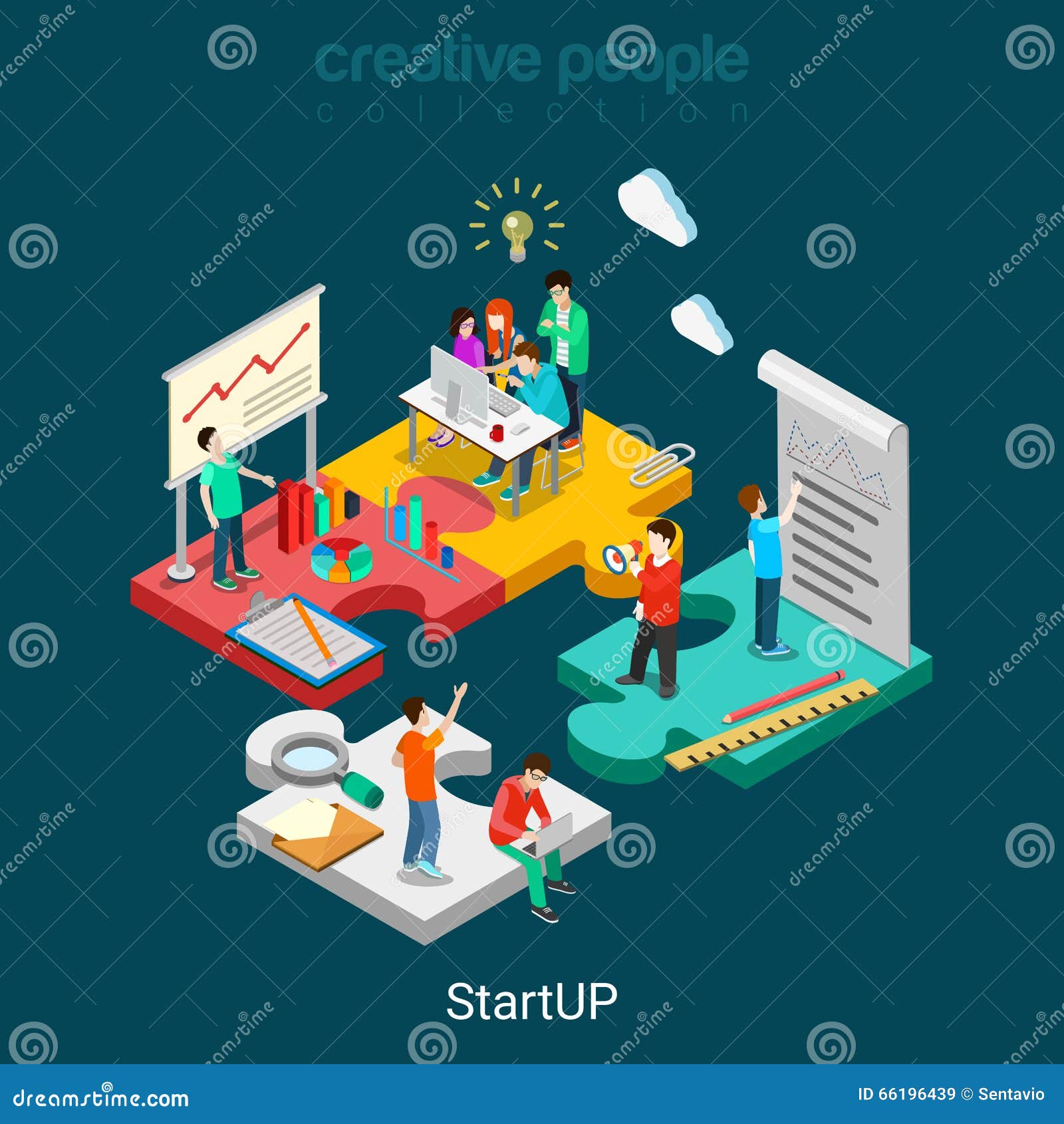 startup puzzle solution idea research team business 3d 