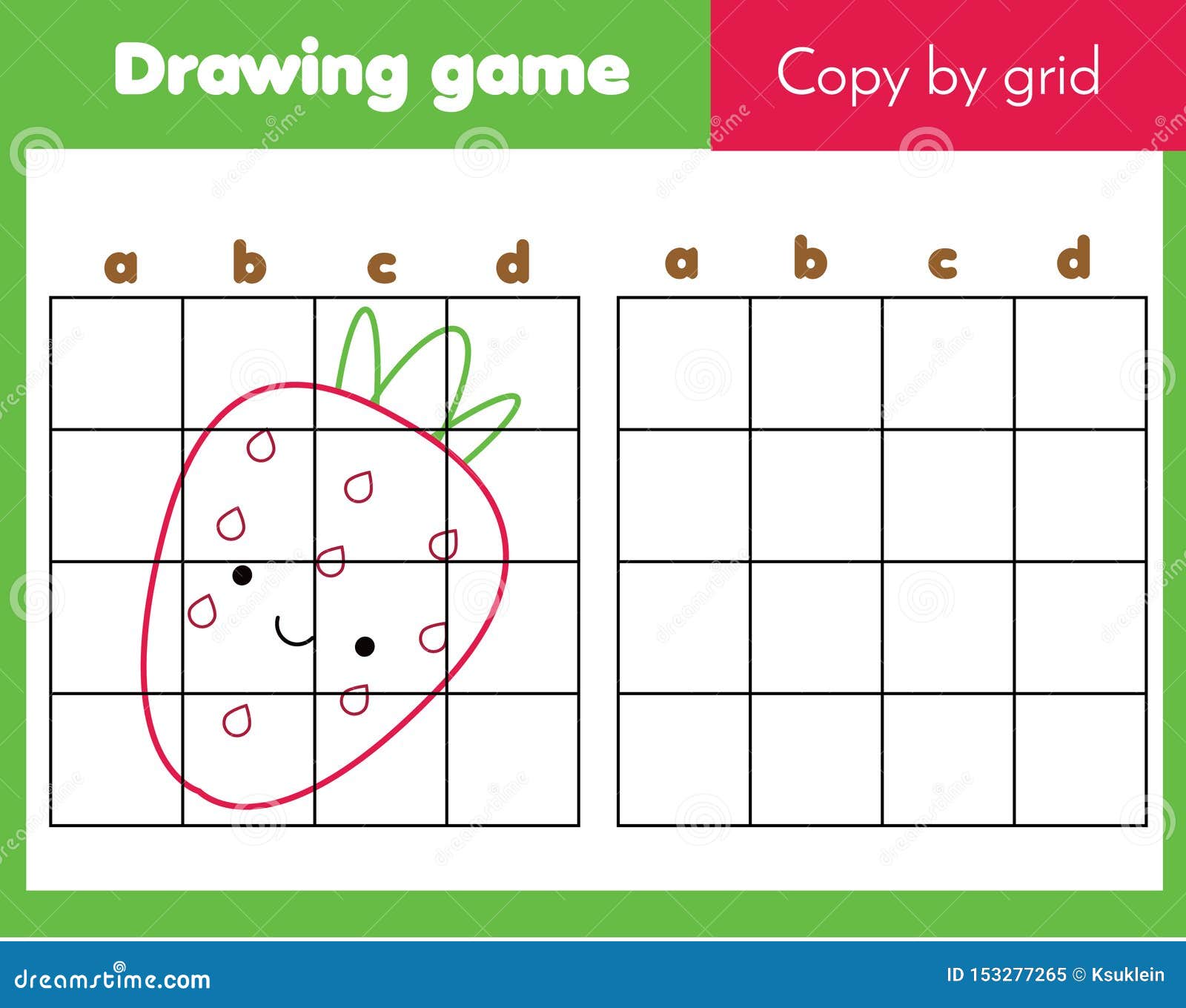 starwberry grid copy worksheet educational children game