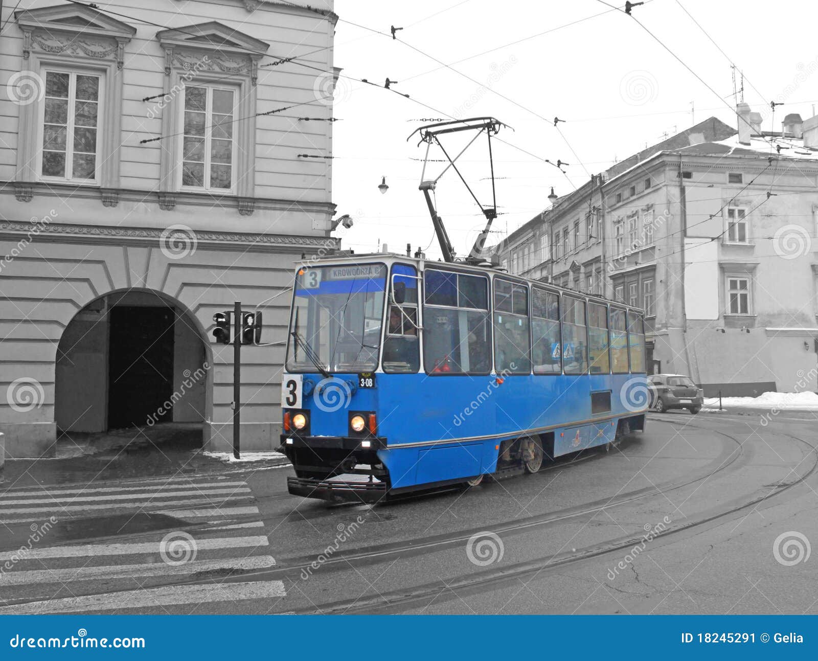 Stary Krakow tramwaj obraz stock. Obraz złożonej z kolej - 18245291