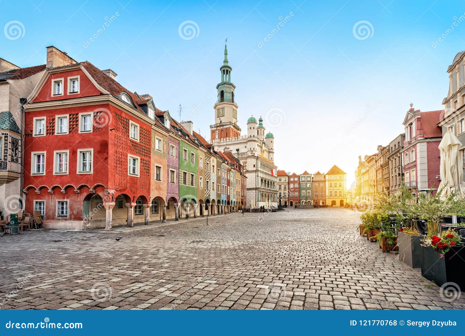 stary rynek square and old town hall in poznan, poland