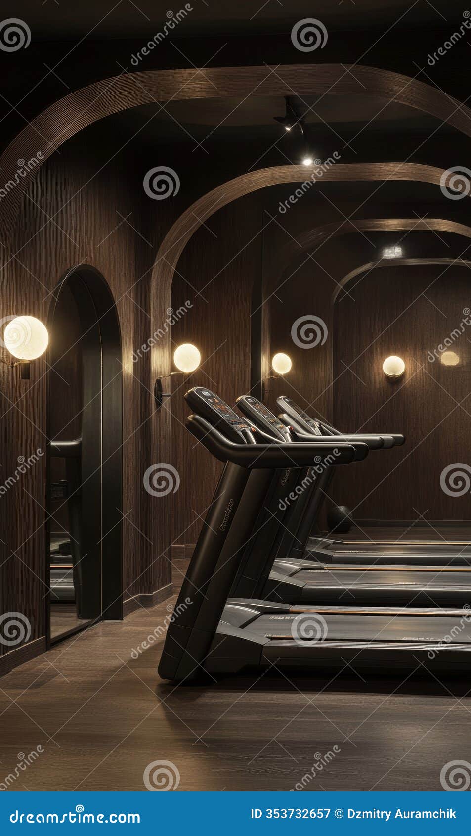 state-of-the-art gym with a curved ceiling and various exercise machines