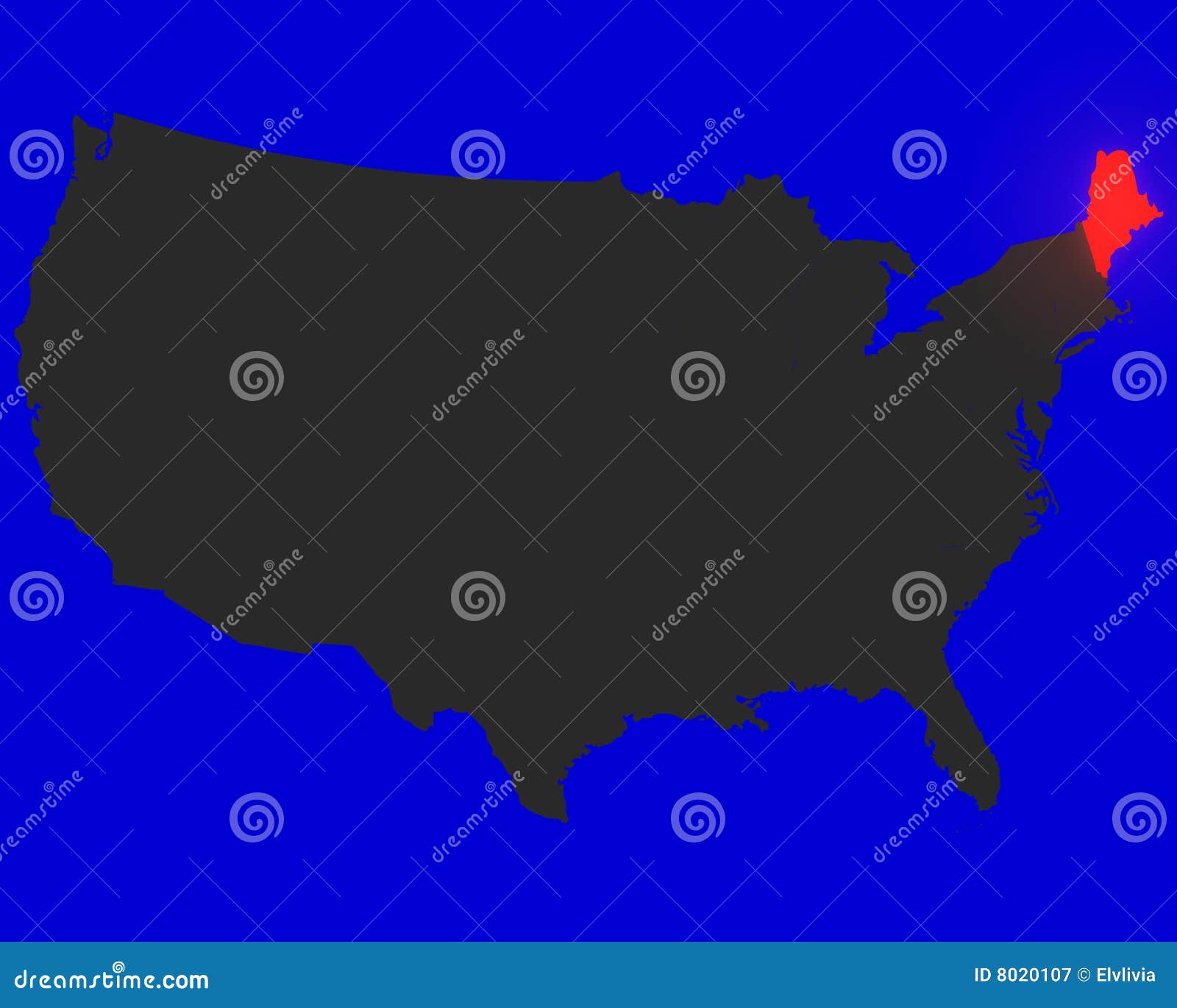 State of Maine Highlighted Red Stock Illustration Illustration of