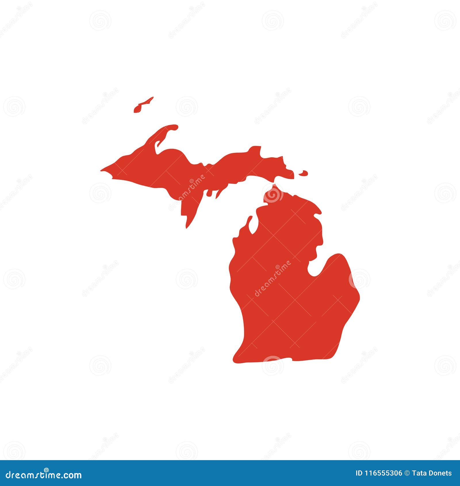 state of michigan  map silhouette. mi state  icon. outline contour map of michigan.