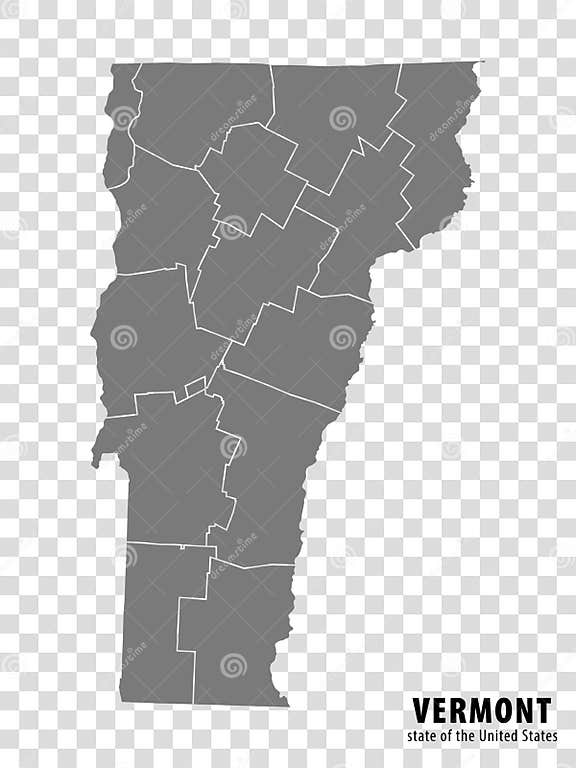 State Vermont Map on Transparent Background. Blank Map of Vermont with