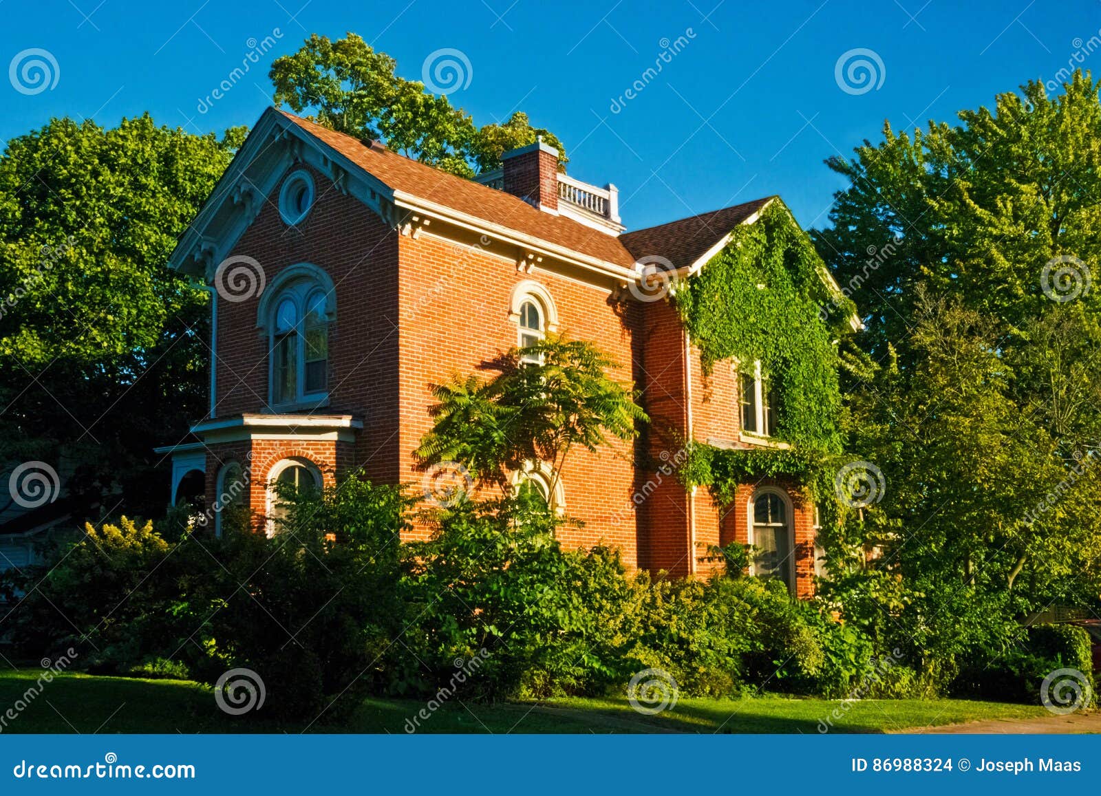 Stately Buchanan Home stock photo. Image of street, grass 86988324