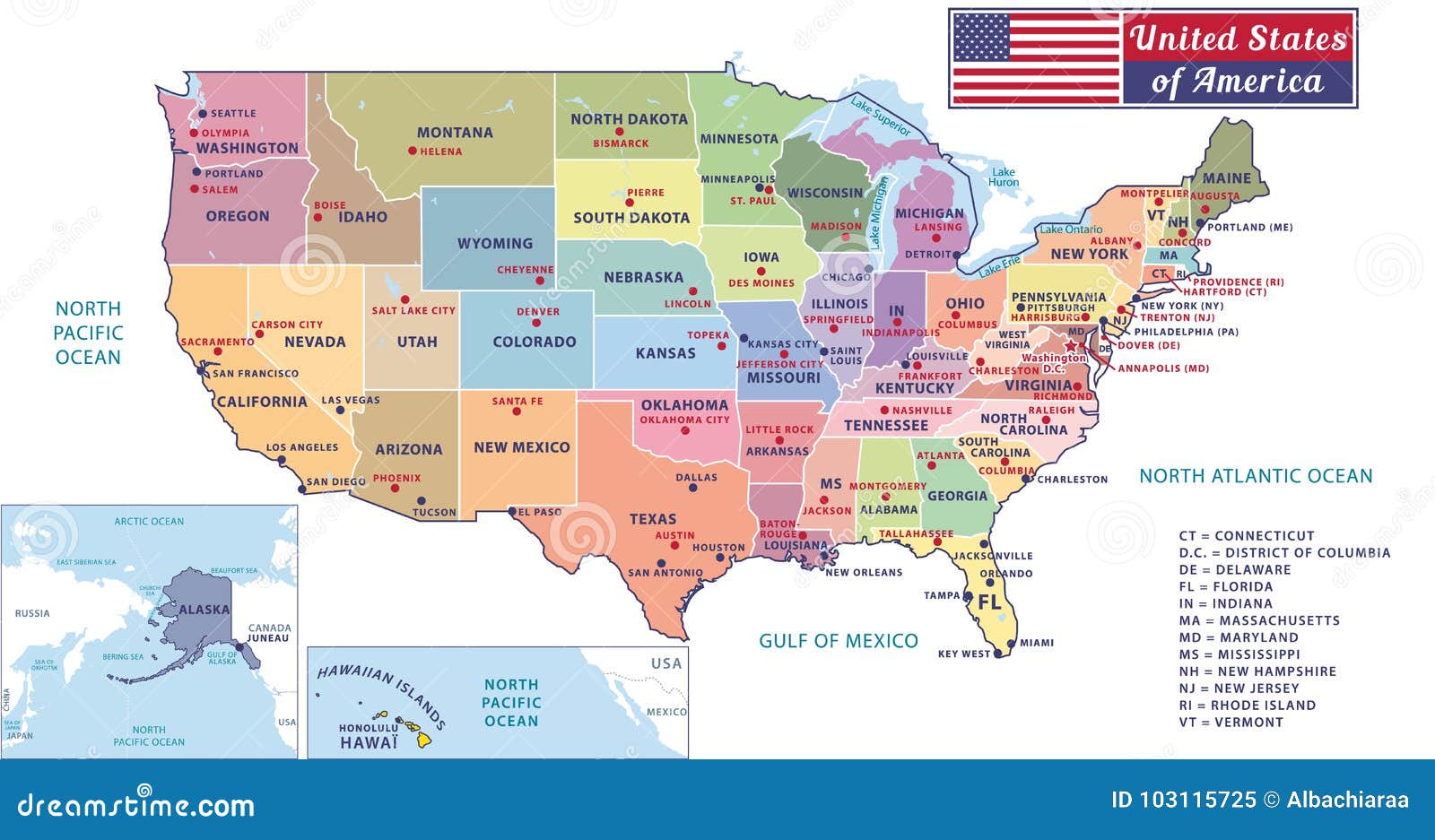 states capitals and major cities of the united states of america. beautiful modern graphic usa map.