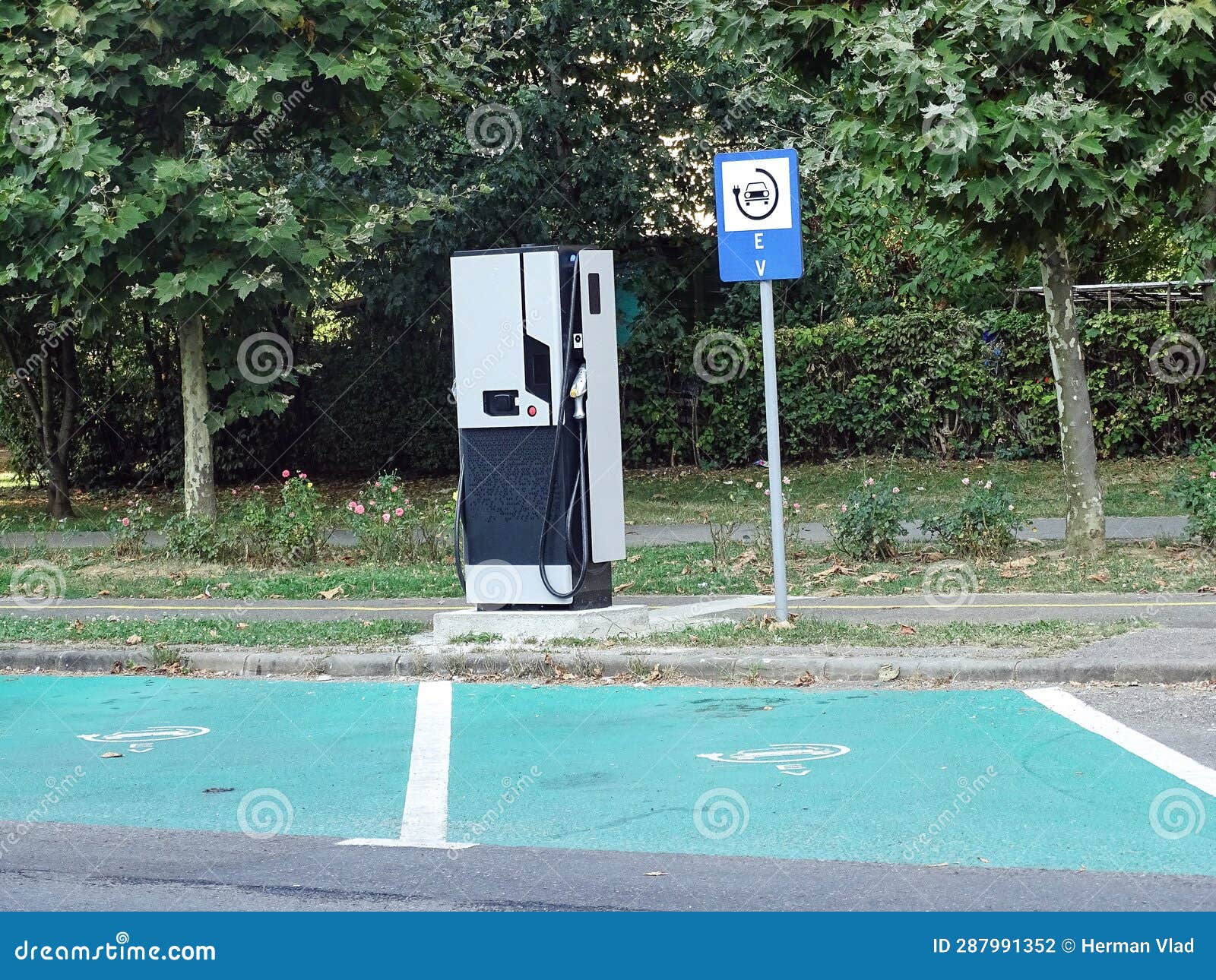 Station for Electric Car Charging. in Romania Stock Photo Image of