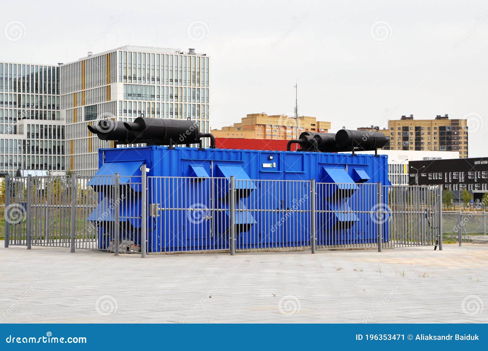 Stationary Diesel Generator for Emergency Power Supply Stock Image