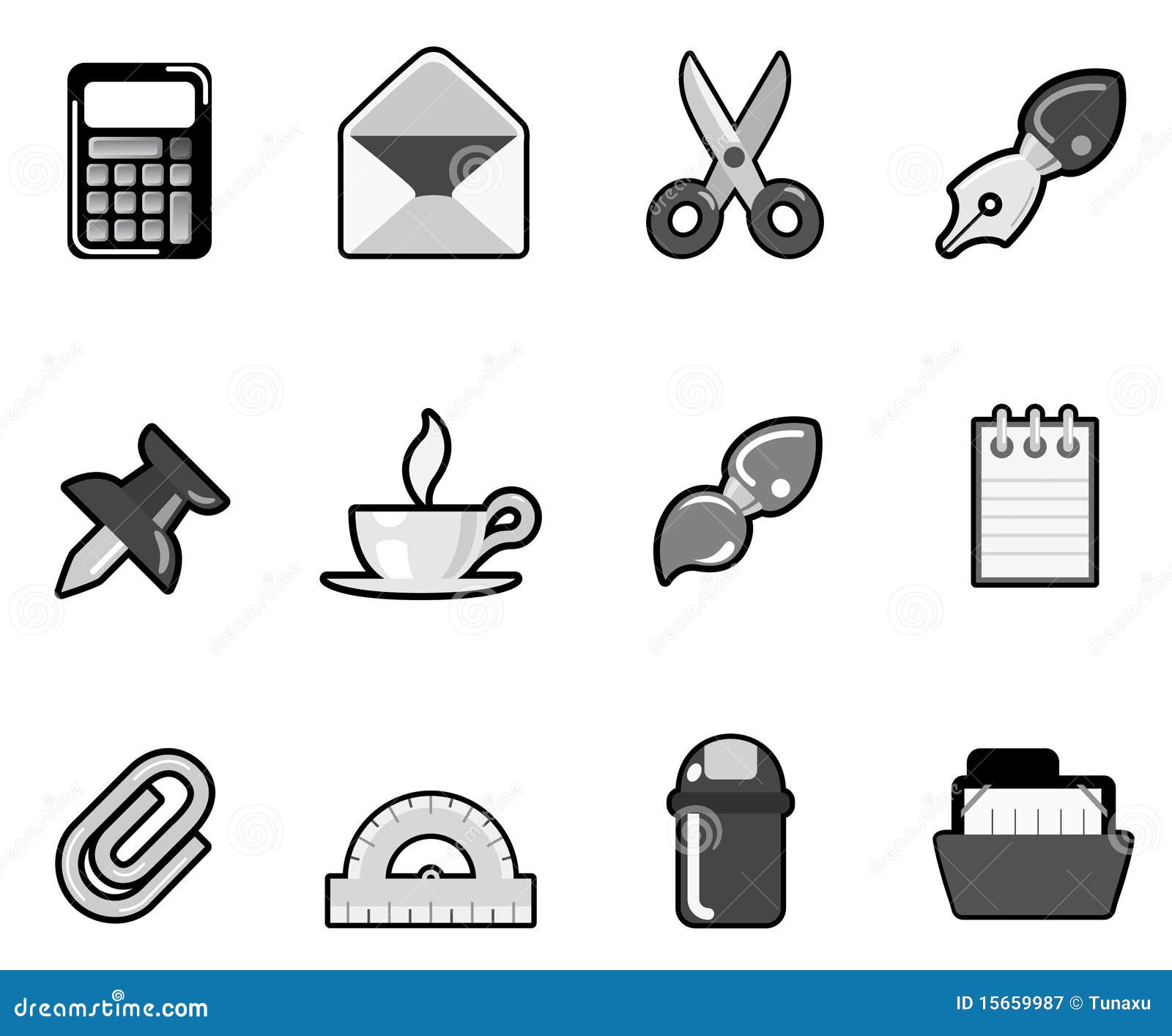 Stationary icon set stock vector. Illustration of scissors 15659987
