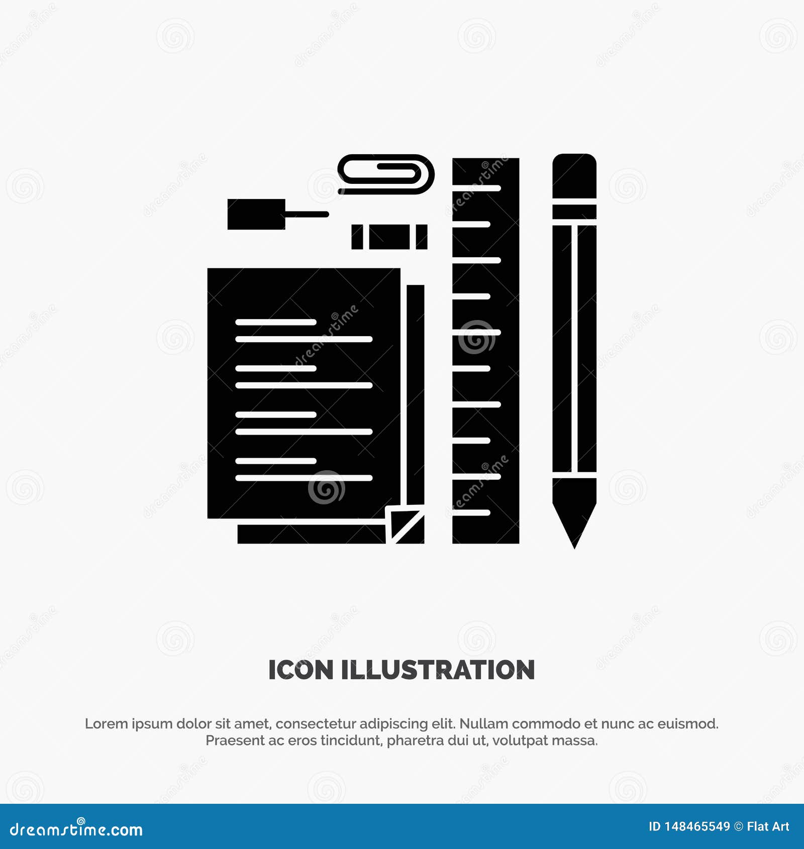 stationary, pencil, pen, notepad, pin solid glyph icon 