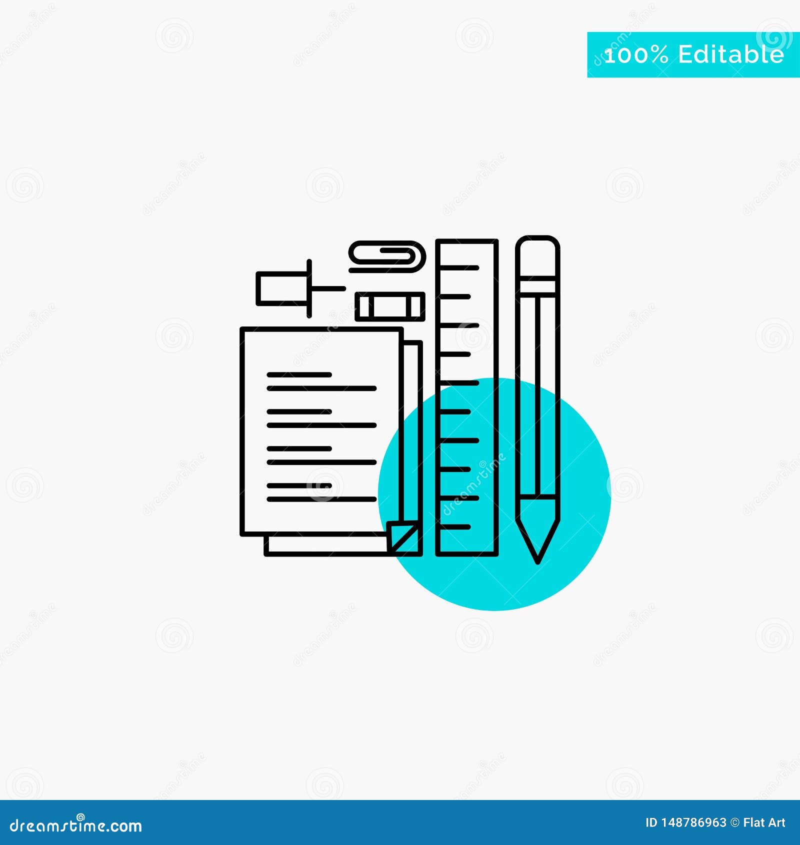 stationary, pencil, pen, notepad, pin turquoise highlight circle point  icon