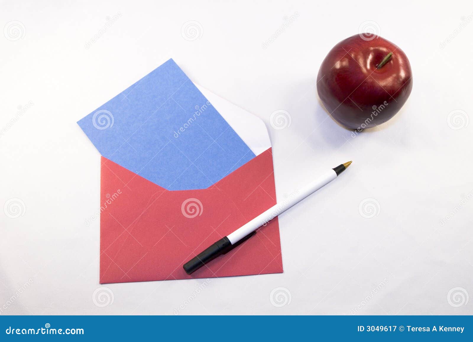 Stationery with apple stock image. Image of food, correspondence 3049617