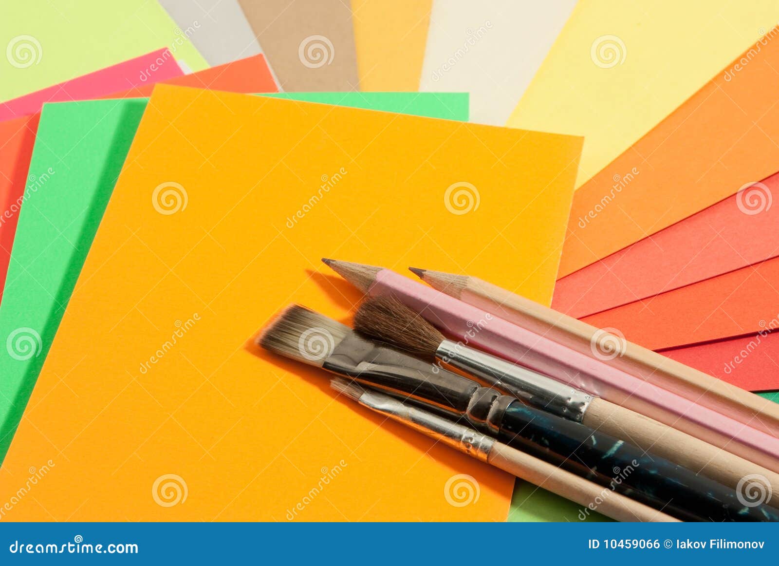 Stationery on Colored Papers Stock Photo Image of colored, brush