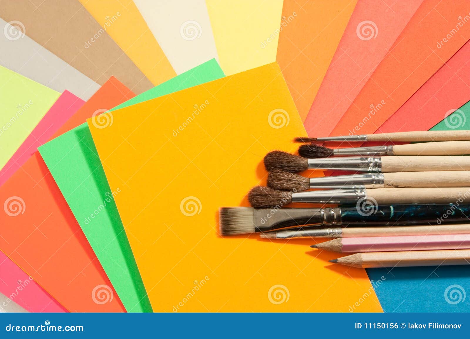 Stationery on Colored Papers Stock Photo Image of acrylic, flow 11150156