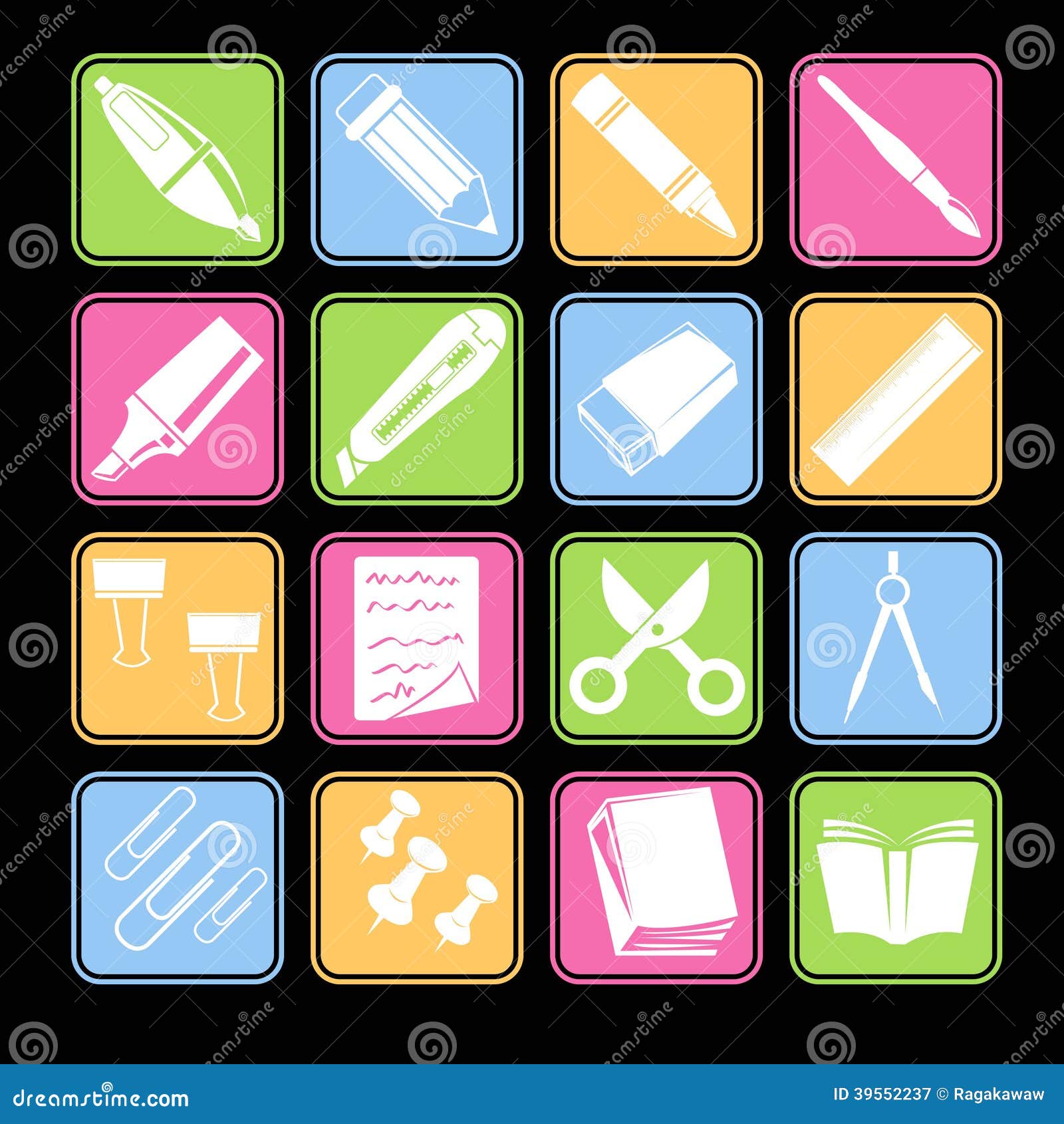 Stationery Icon Set stock vector. Illustration of clip 39552237