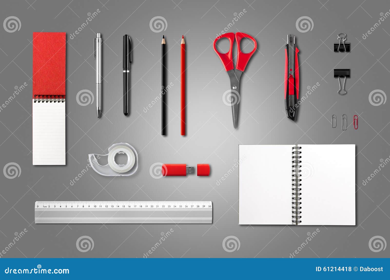 stationery, office supplies mockup template, anthracite backgrou