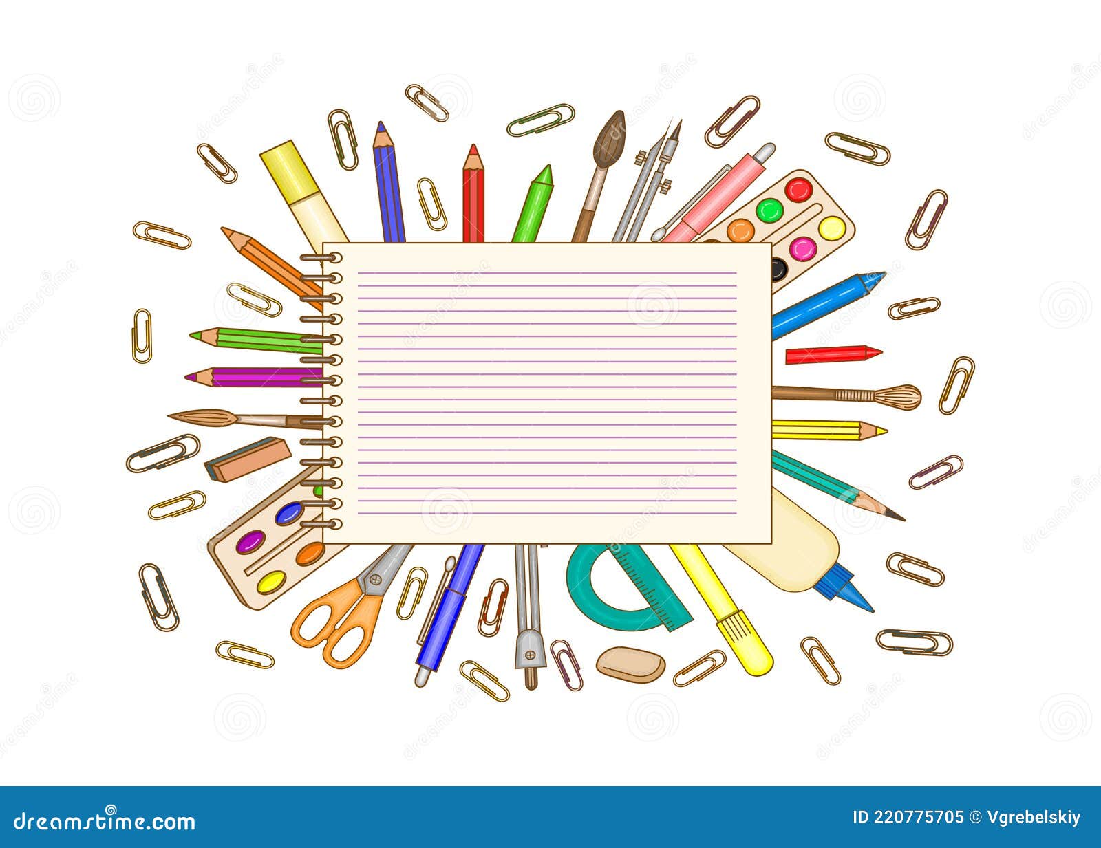 stationery-and-school-supplies-template-stock-vector-illustration-of