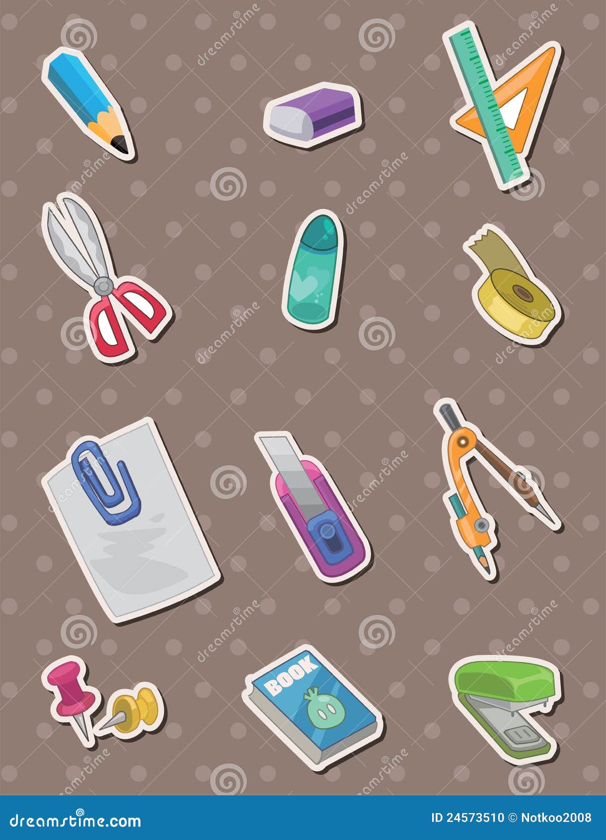 Stationery stickers stock vector. Illustration of book 24573510