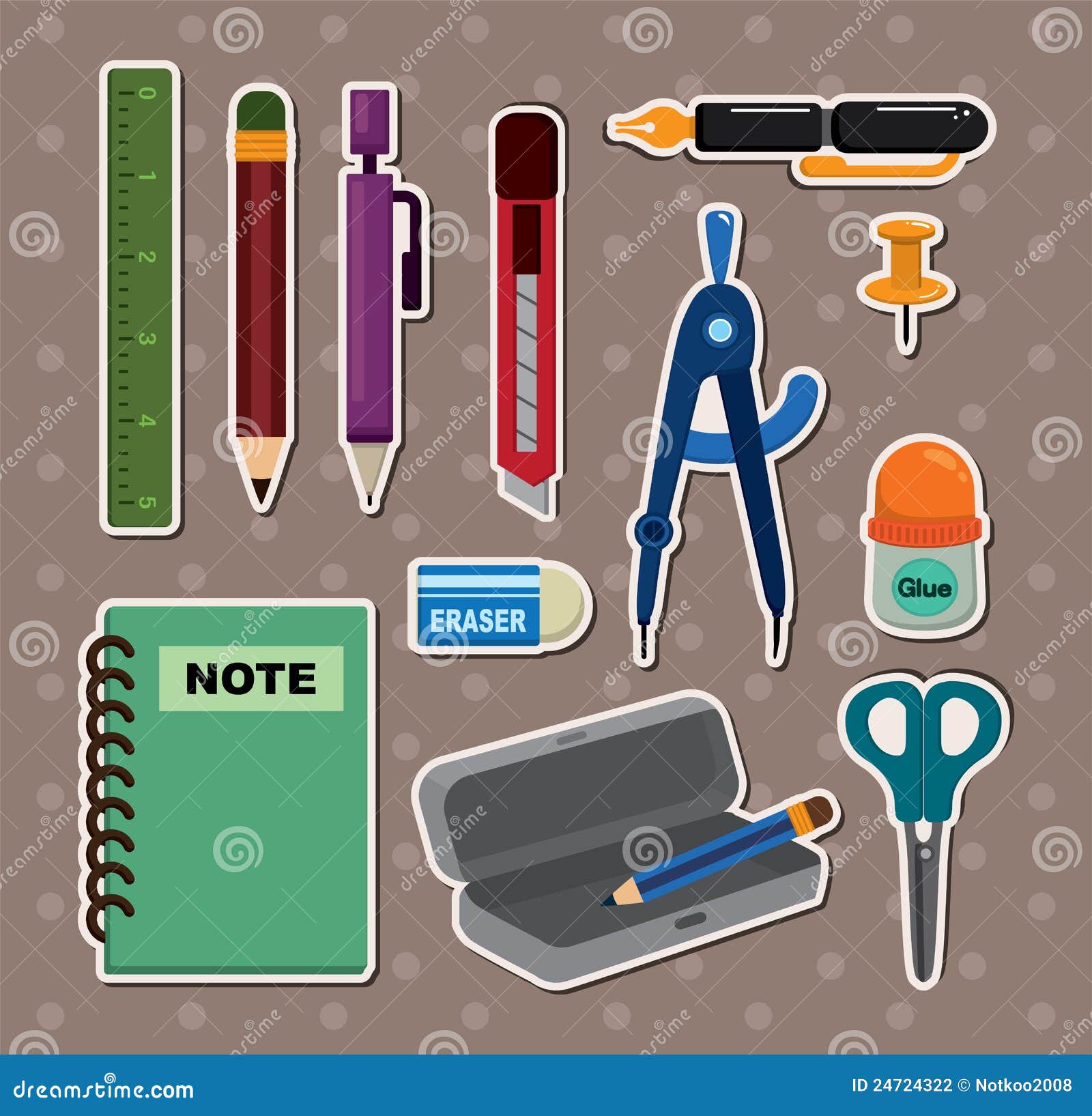 Stationery stickers stock vector. Illustration of compass 24724322