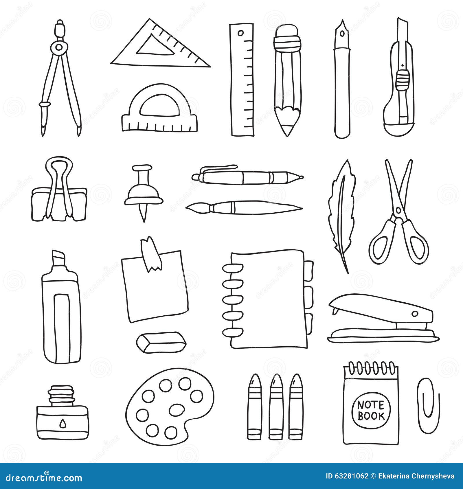 Stationery. Vector icons stock vector. Illustration of stationery 63281062
