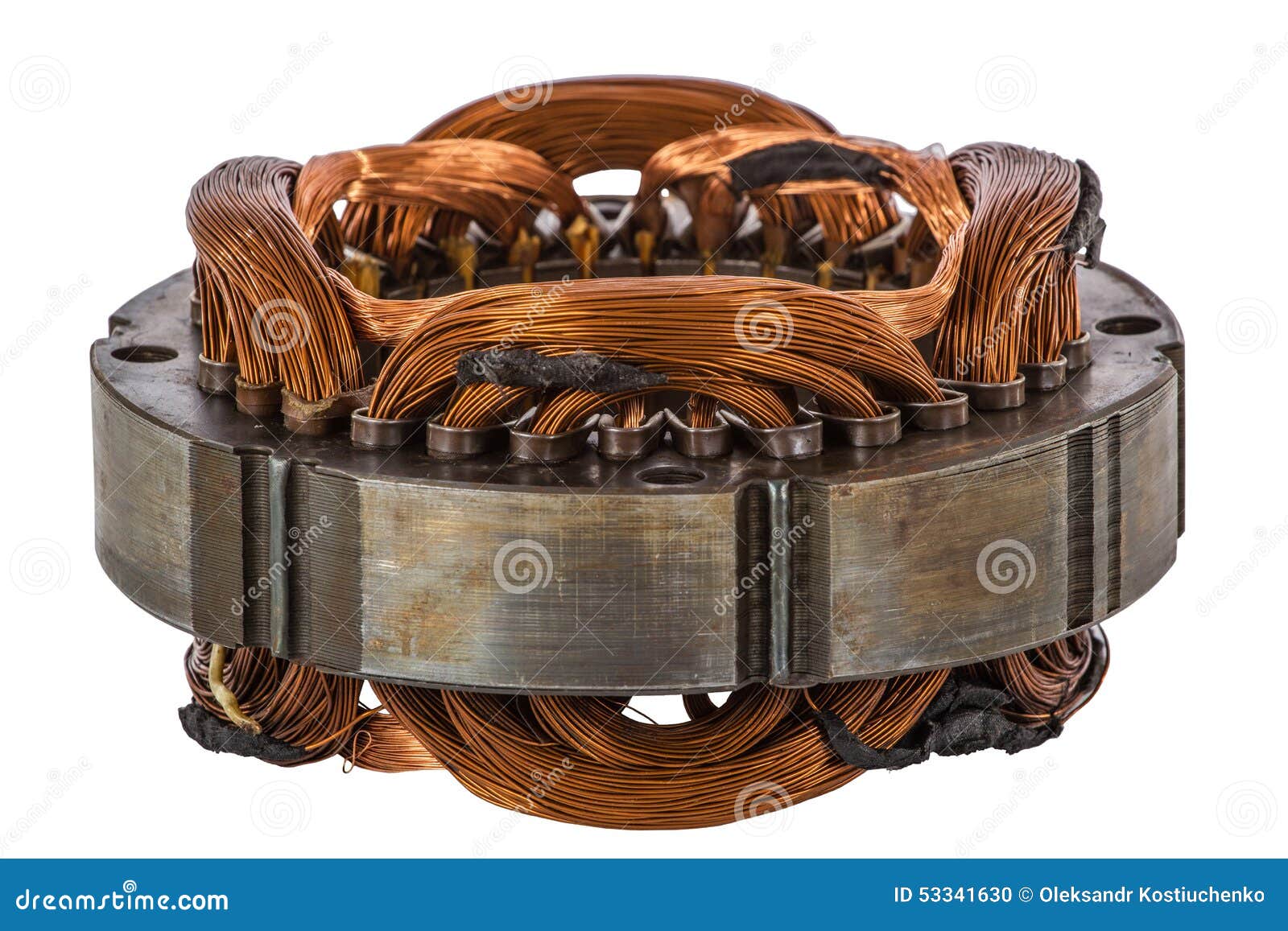 Stator Of The Electric Motor, Isolated On White Background Stock Photo