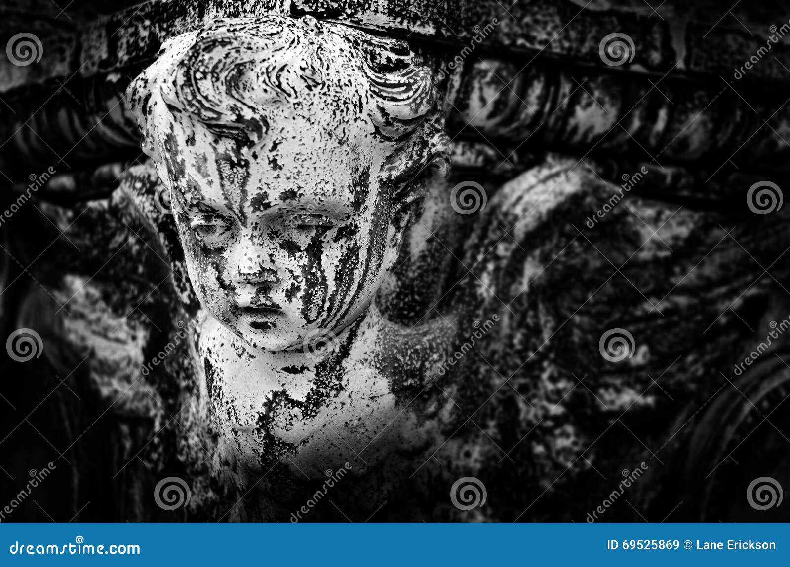 Statua Di Angel Cherub Face Peaceful Immagine Stock Immagine di