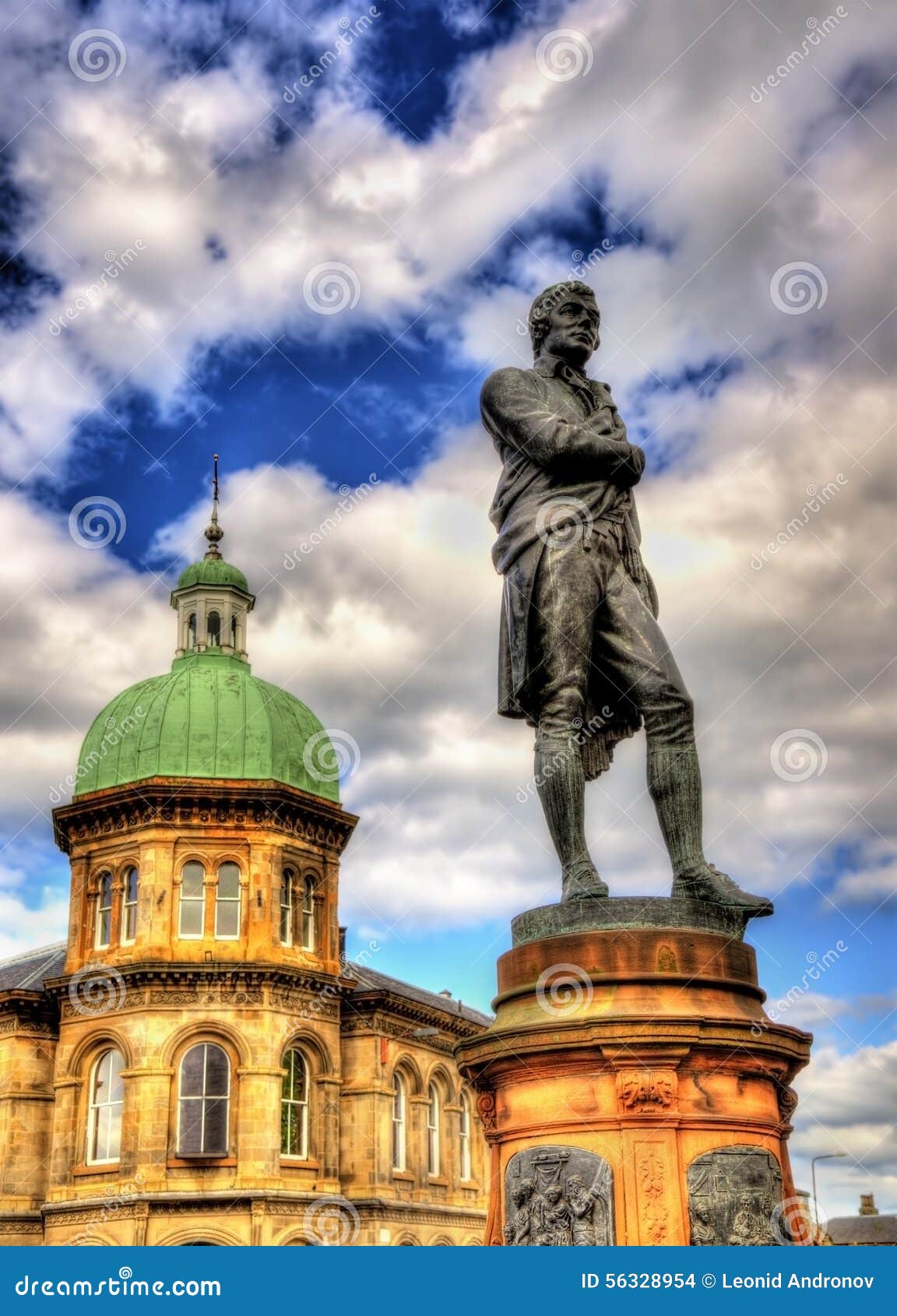 Statua Di Robert Burns Leith in Scozia Fotografia Stock Immagine di