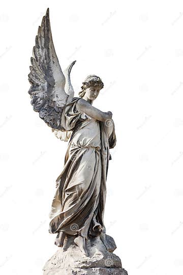 Statue of the Angel Isolated on White Stock Image - Image of belief ...