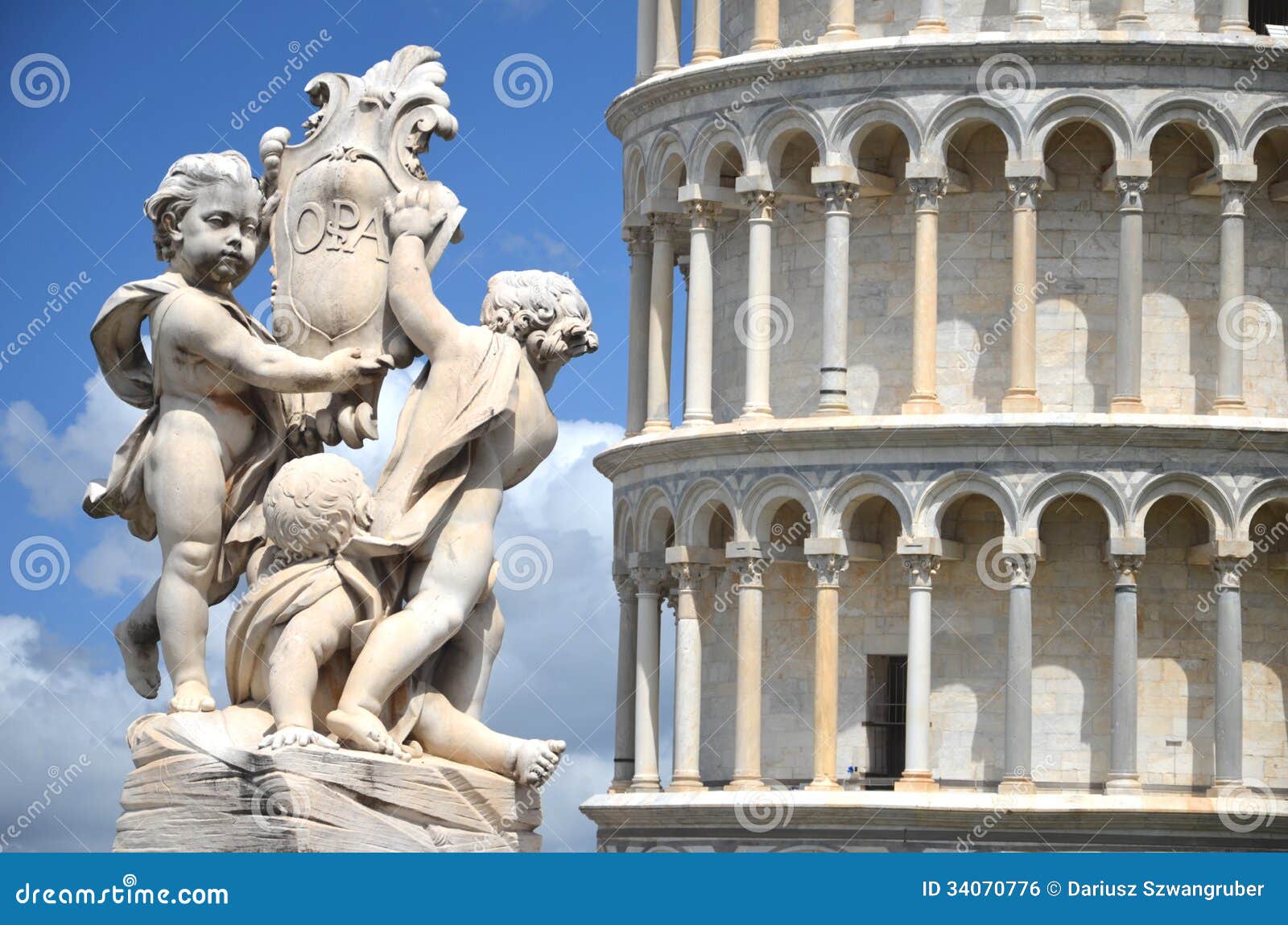 The Statue of Angels on Square of Miracles in Pisa, Italy Stock Photo