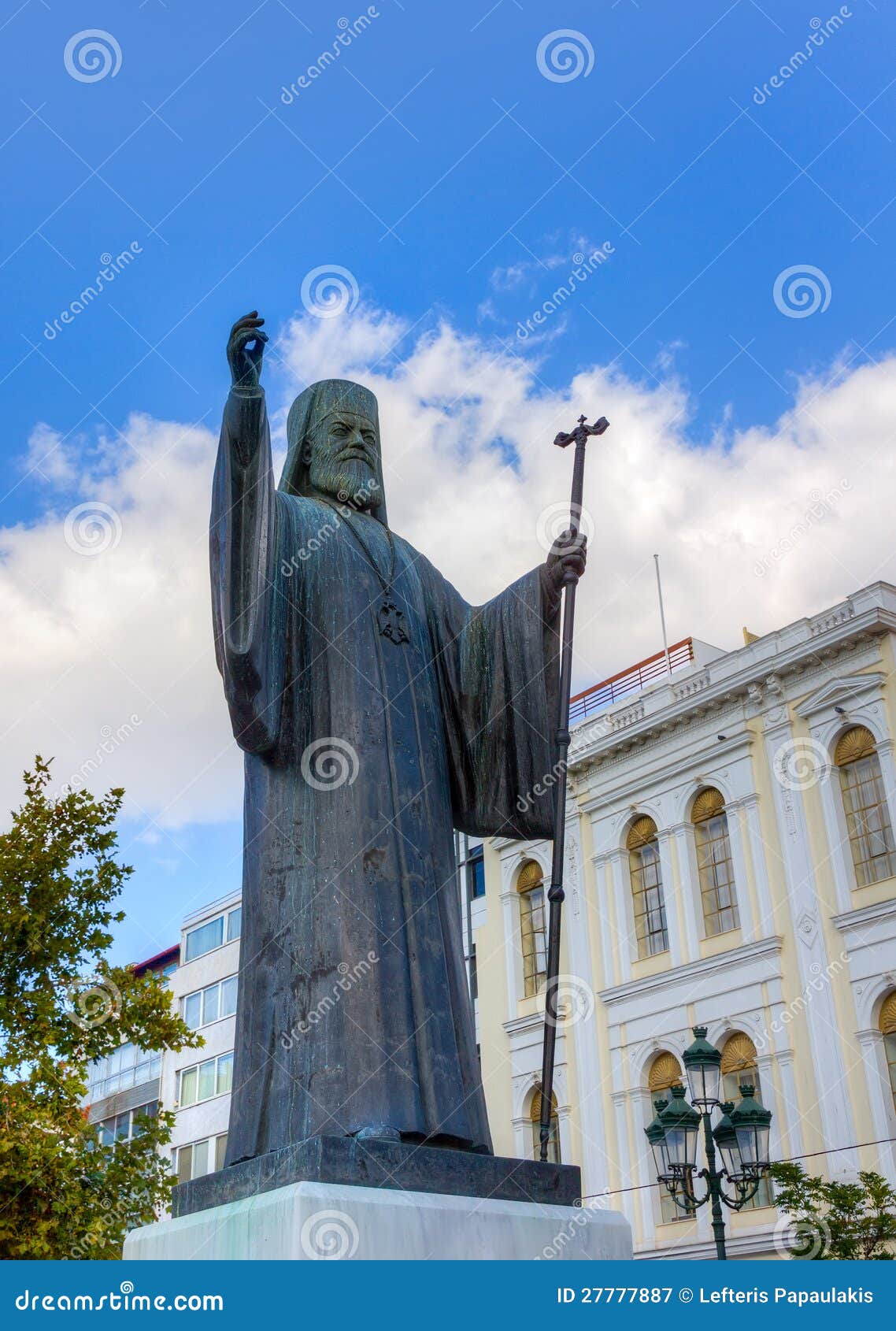 statue of archbishop of greece damaskinos, athens